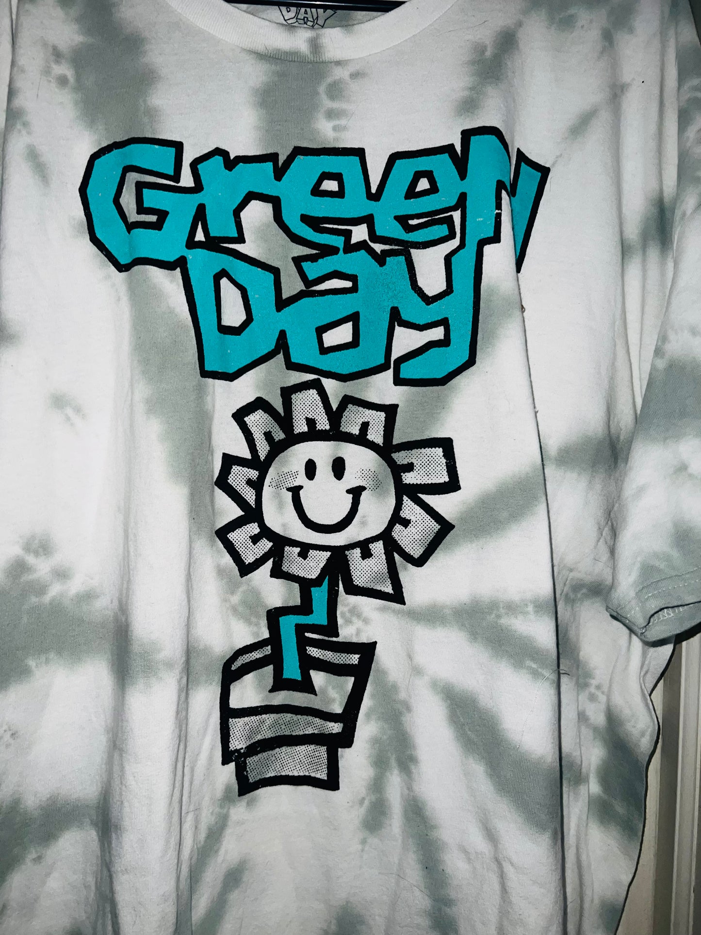 Green Day Tie Dye Double Sided Distressed Tee