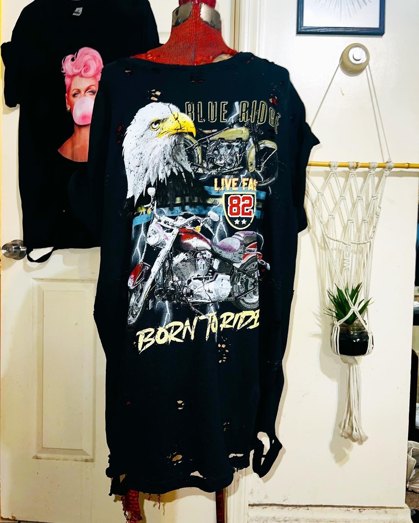 Born To Ride Motorcycle Oversized Distressed Tee