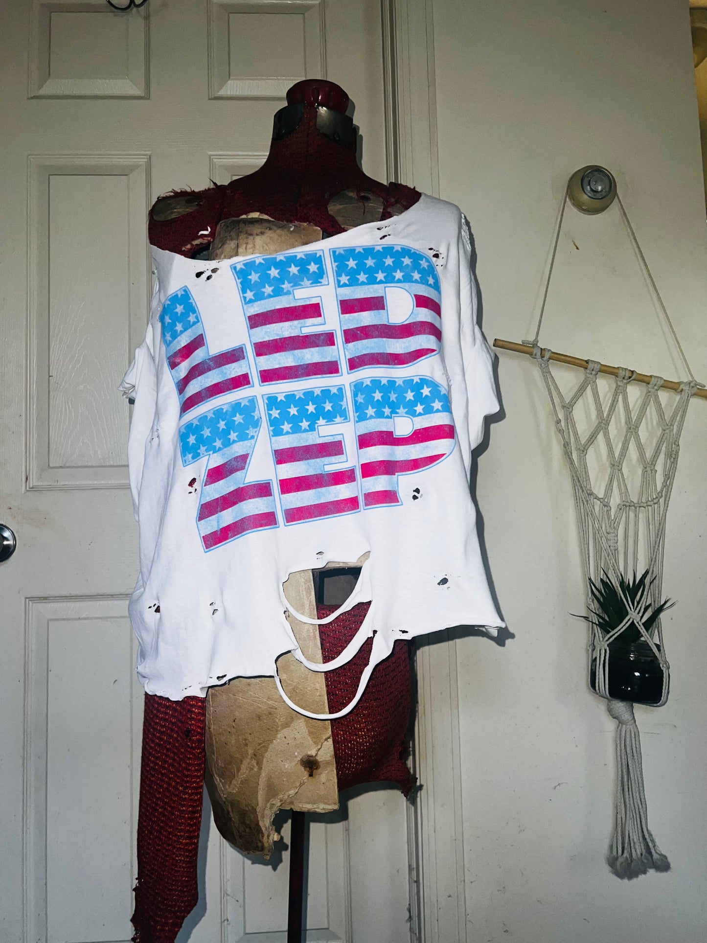 American Flag style Led Zeppelin Oversized Distressed Tee
