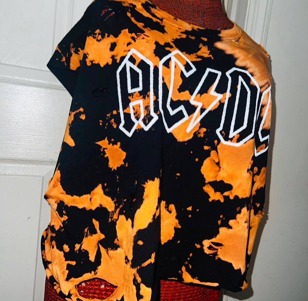 AC/DC Tie Dye Bleached Cropped Tank