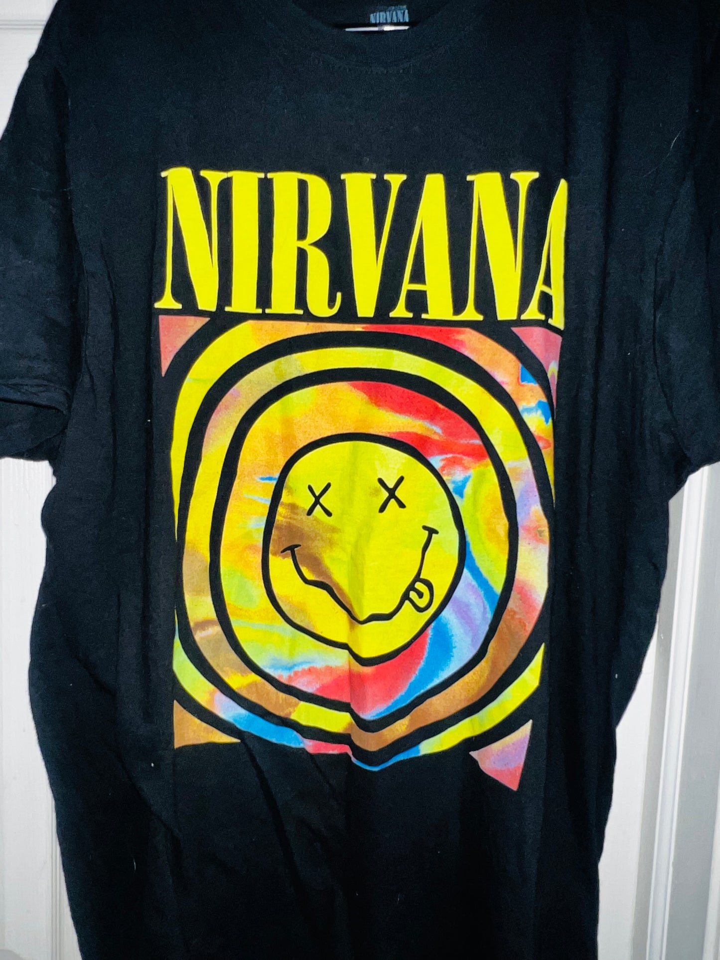 Nirvana Tie Dye Oversized Distressed Tee