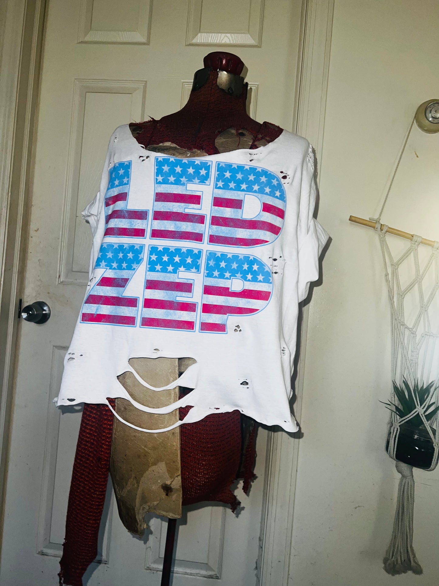 American Flag style Led Zeppelin Oversized Distressed Tee