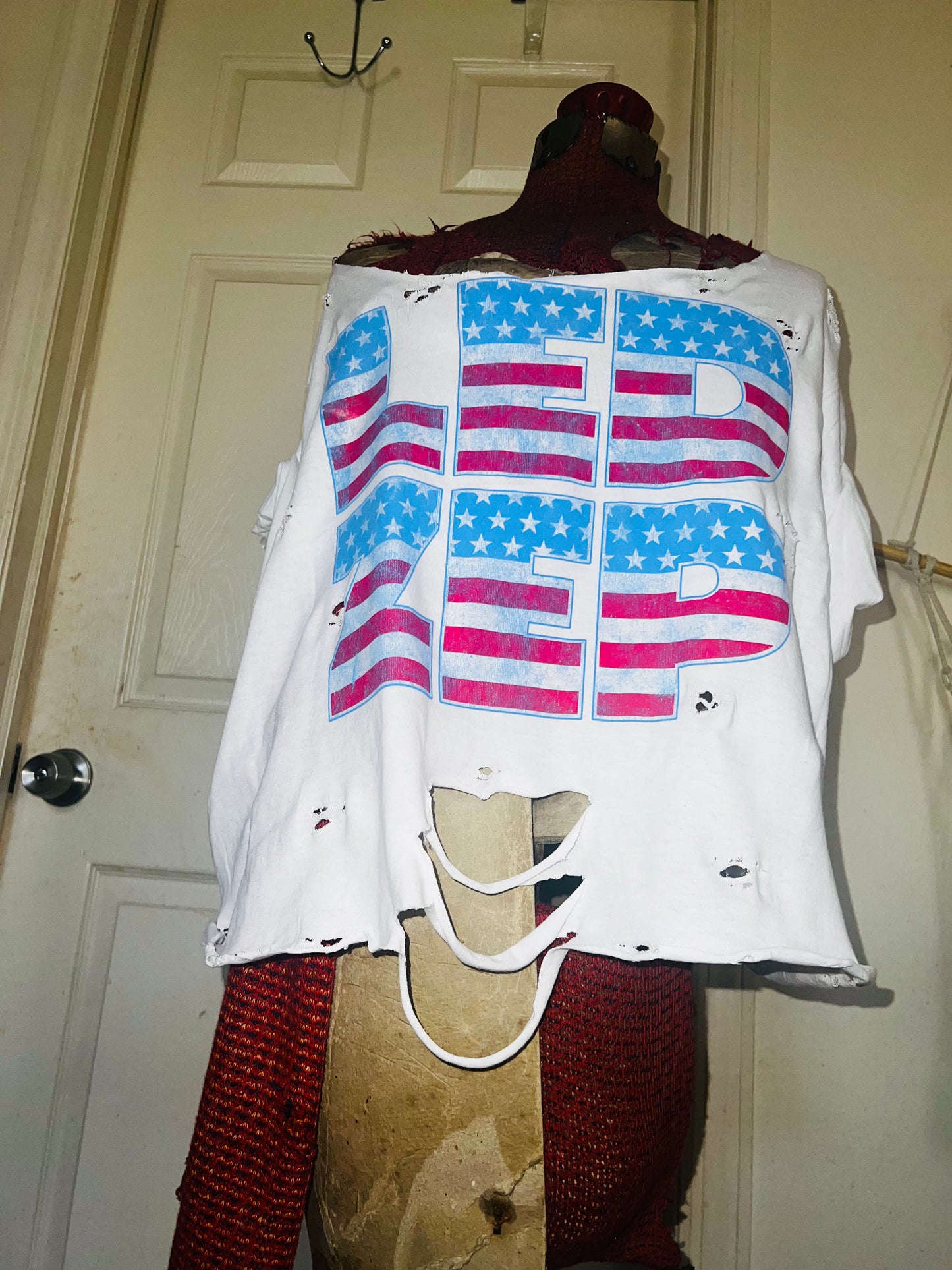 American Flag style Led Zeppelin Oversized Distressed Tee