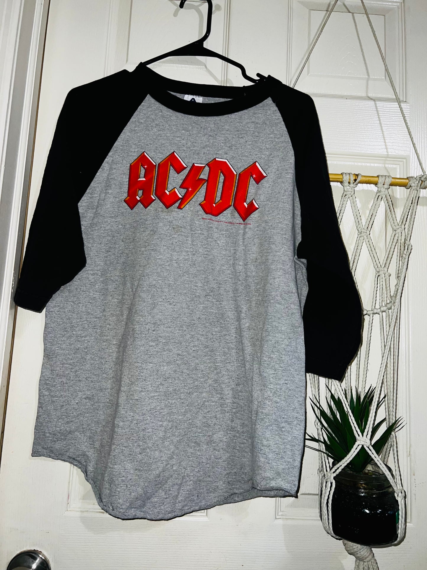 AC/DC Vintage Raglan Oversized Distressed Long Sleeve