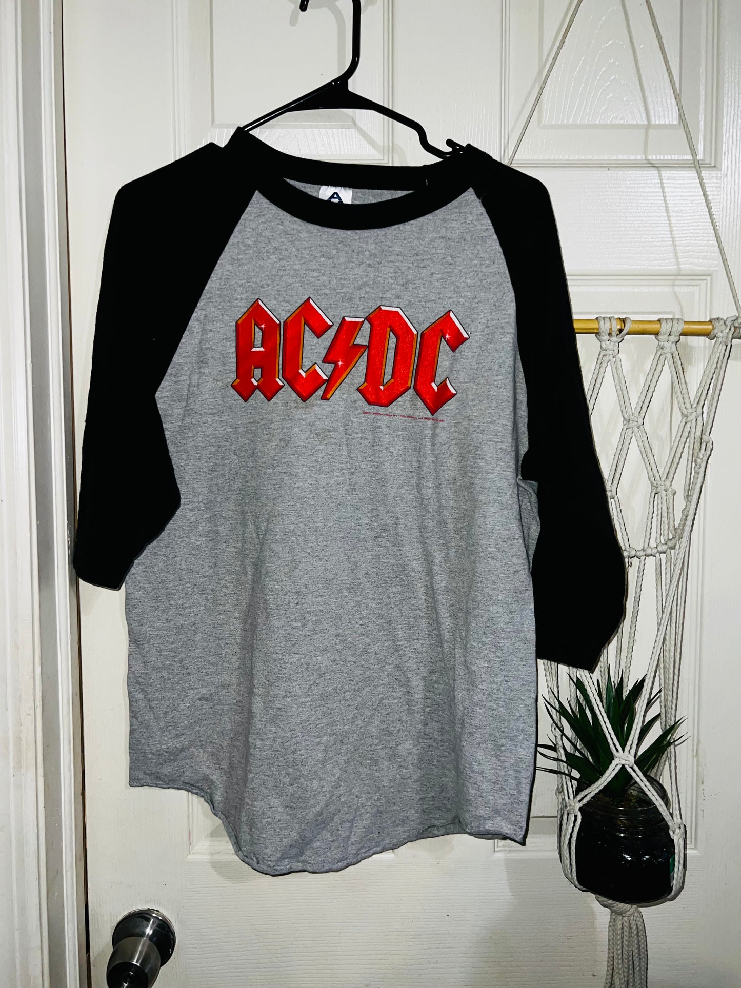 AC/DC Vintage Raglan Oversized Distressed Long Sleeve