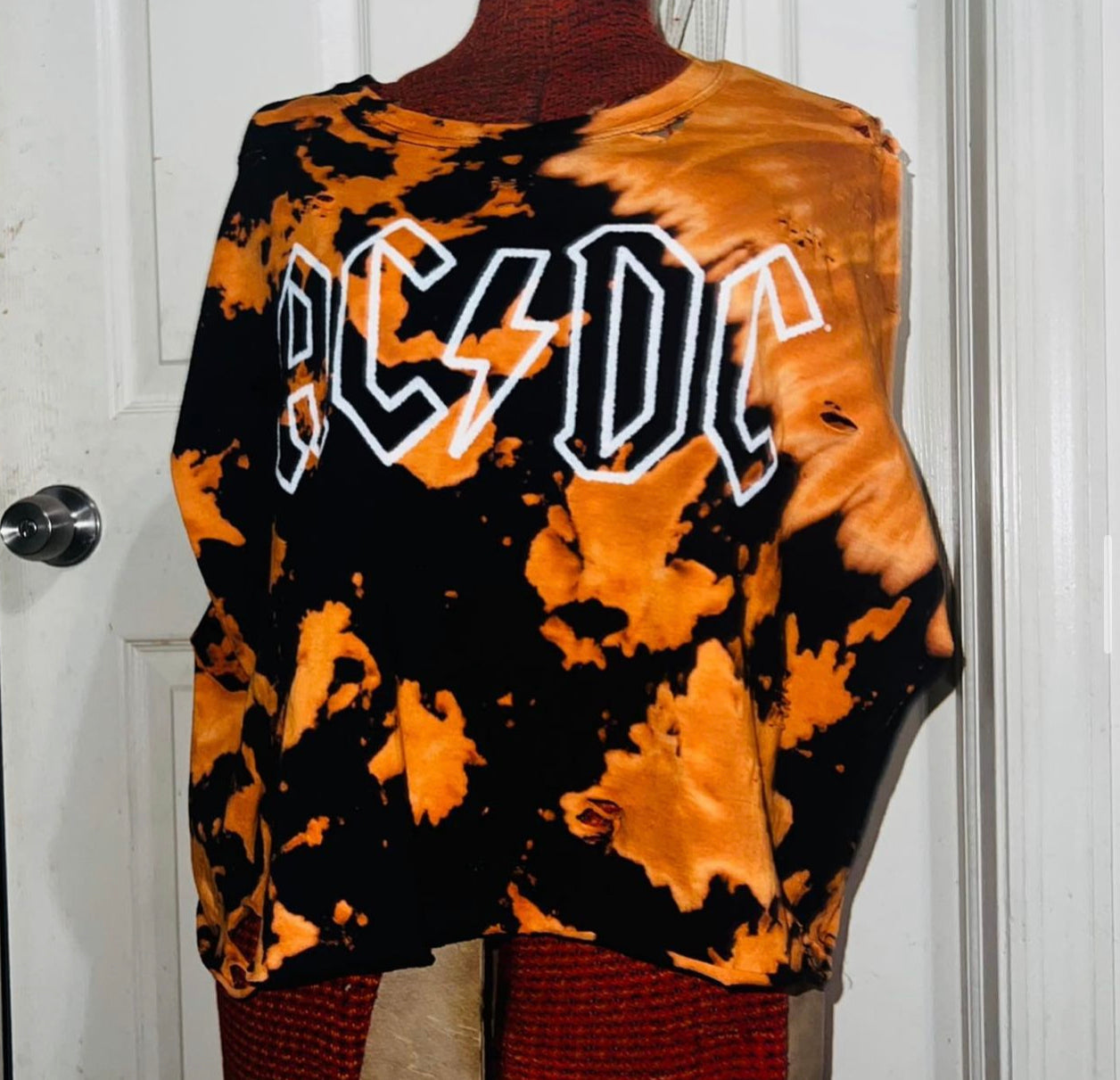 AC/DC Tie Dye Bleached Cropped Tank