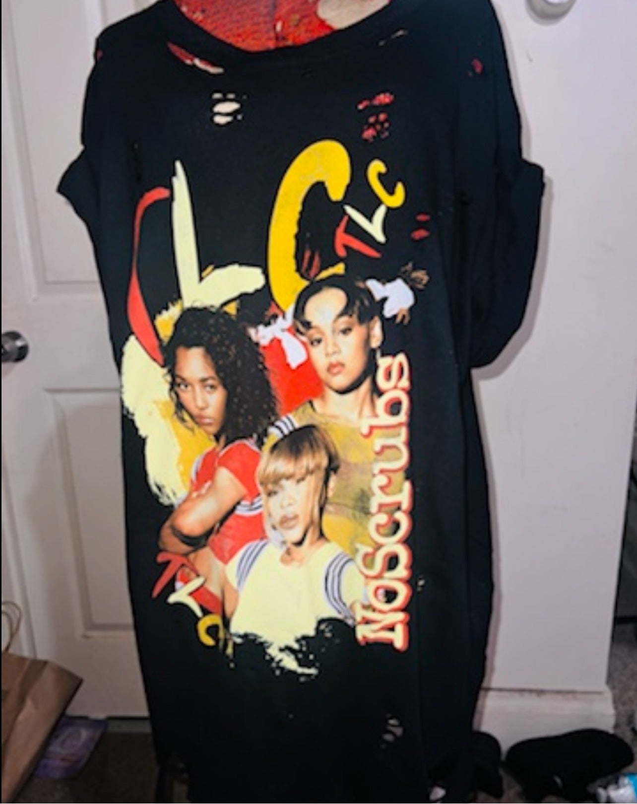 TLC No Scrubs Oversized Distressed Tee