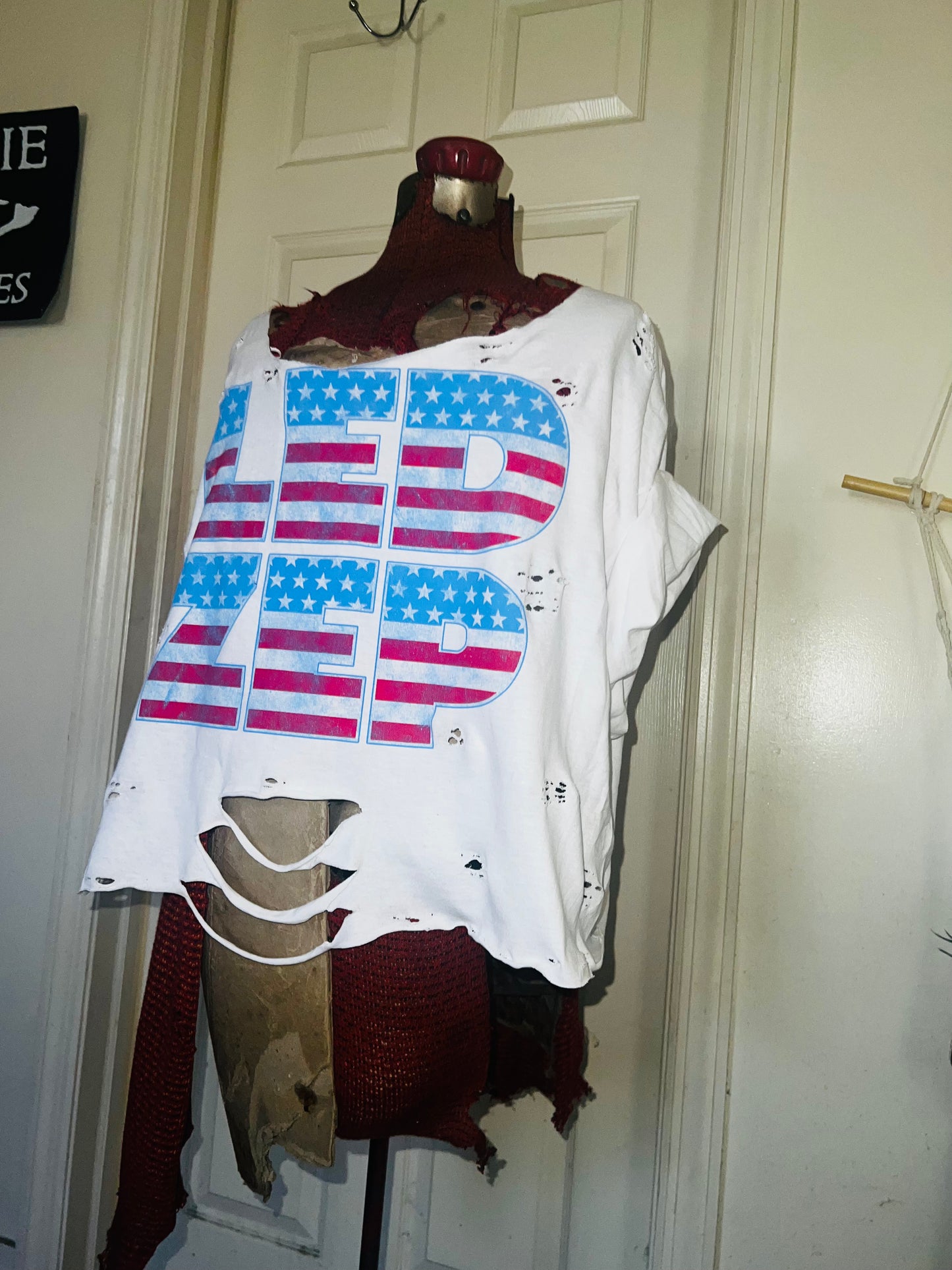 American Flag style Led Zeppelin Oversized Distressed Tee