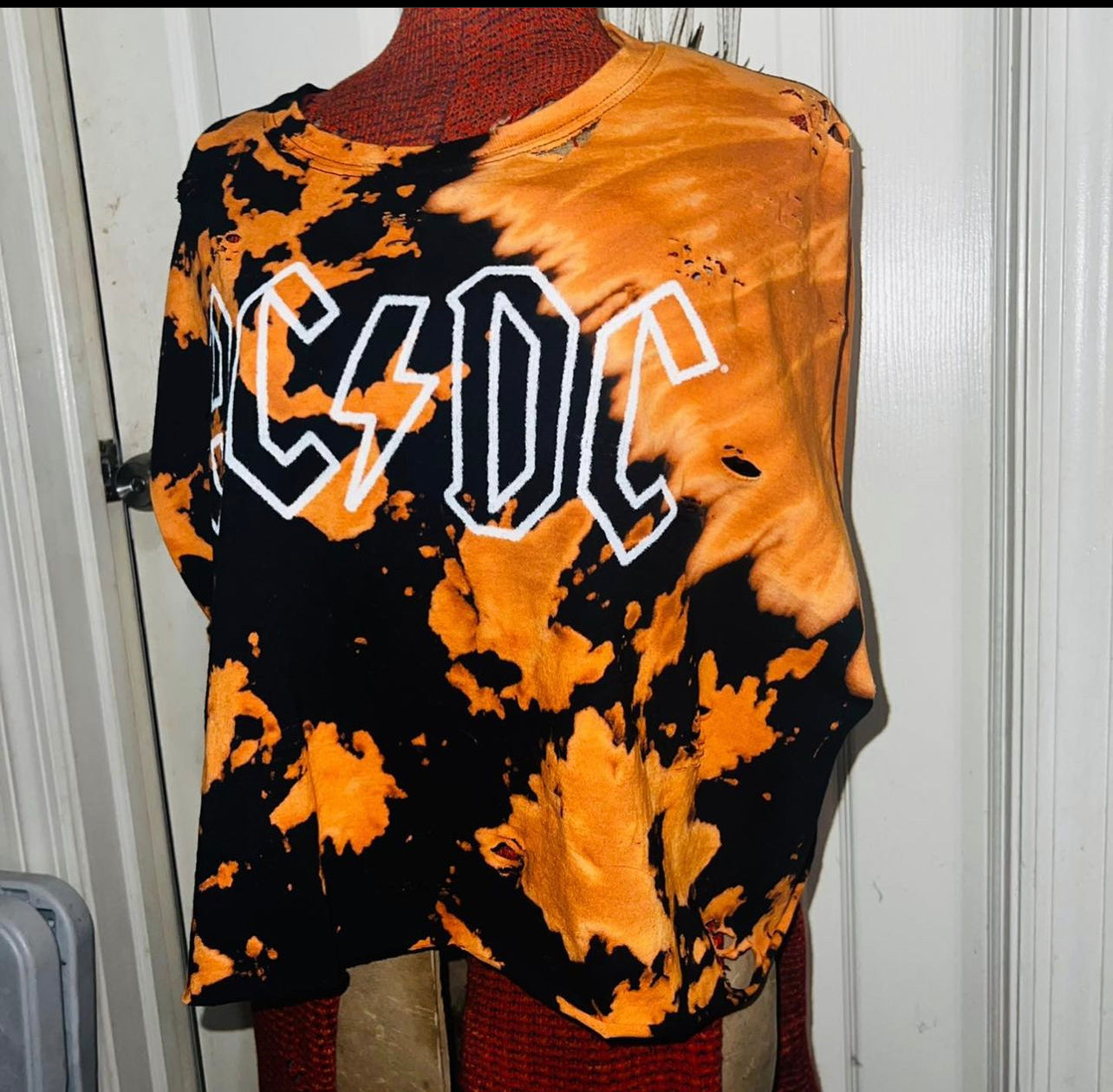 AC/DC Tie Dye Bleached Cropped Tank