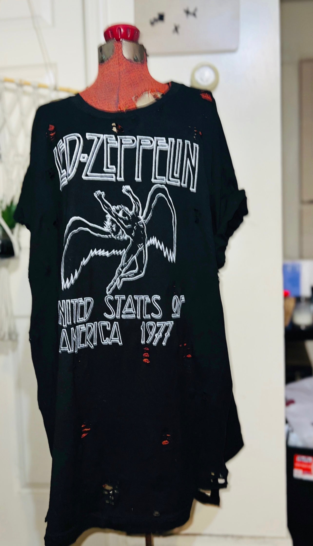 Led Zeppelin Distressed Oversized Tee (customizable)