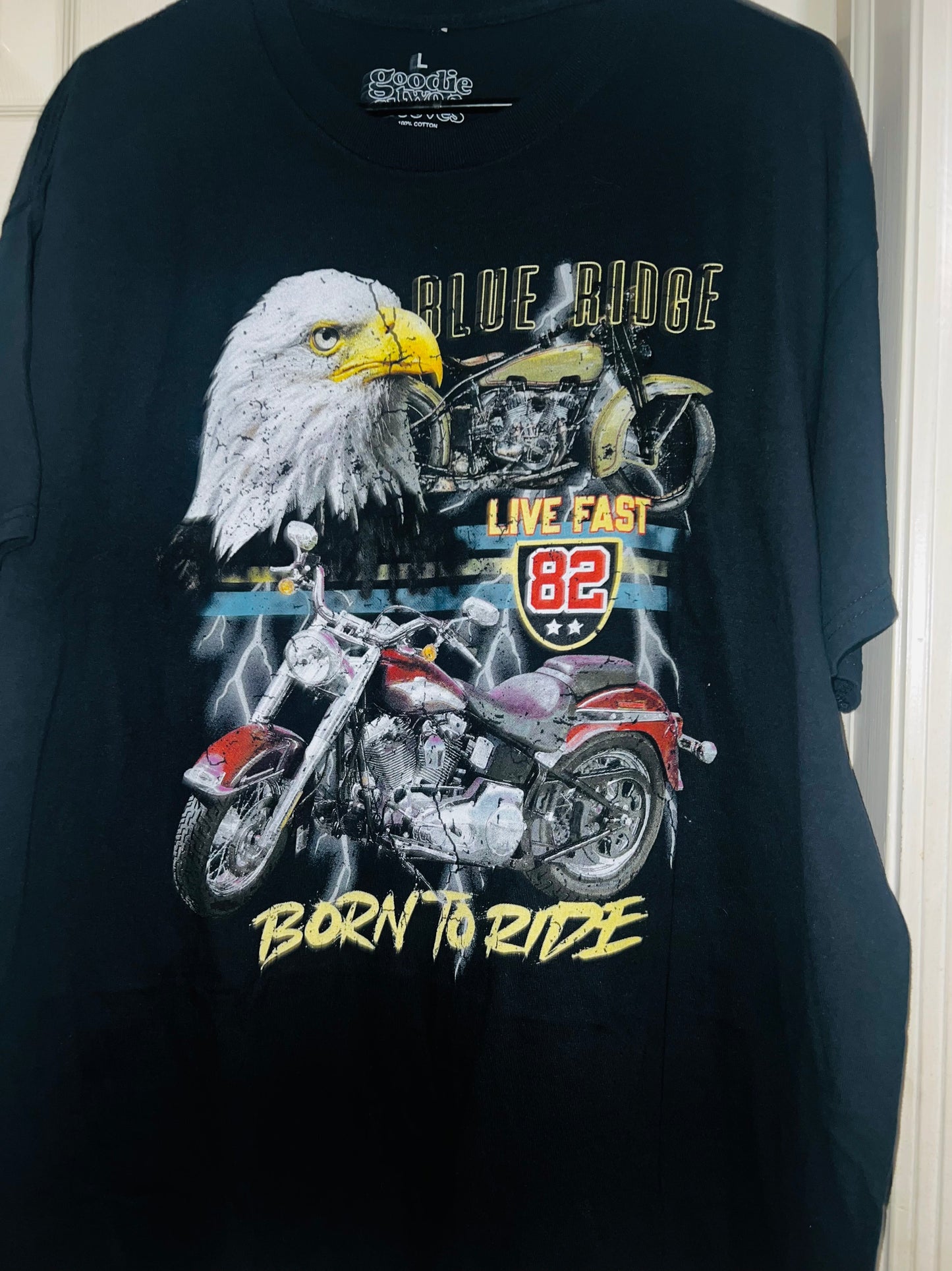 Born To Ride Motorcycle Oversized Distressed Tee