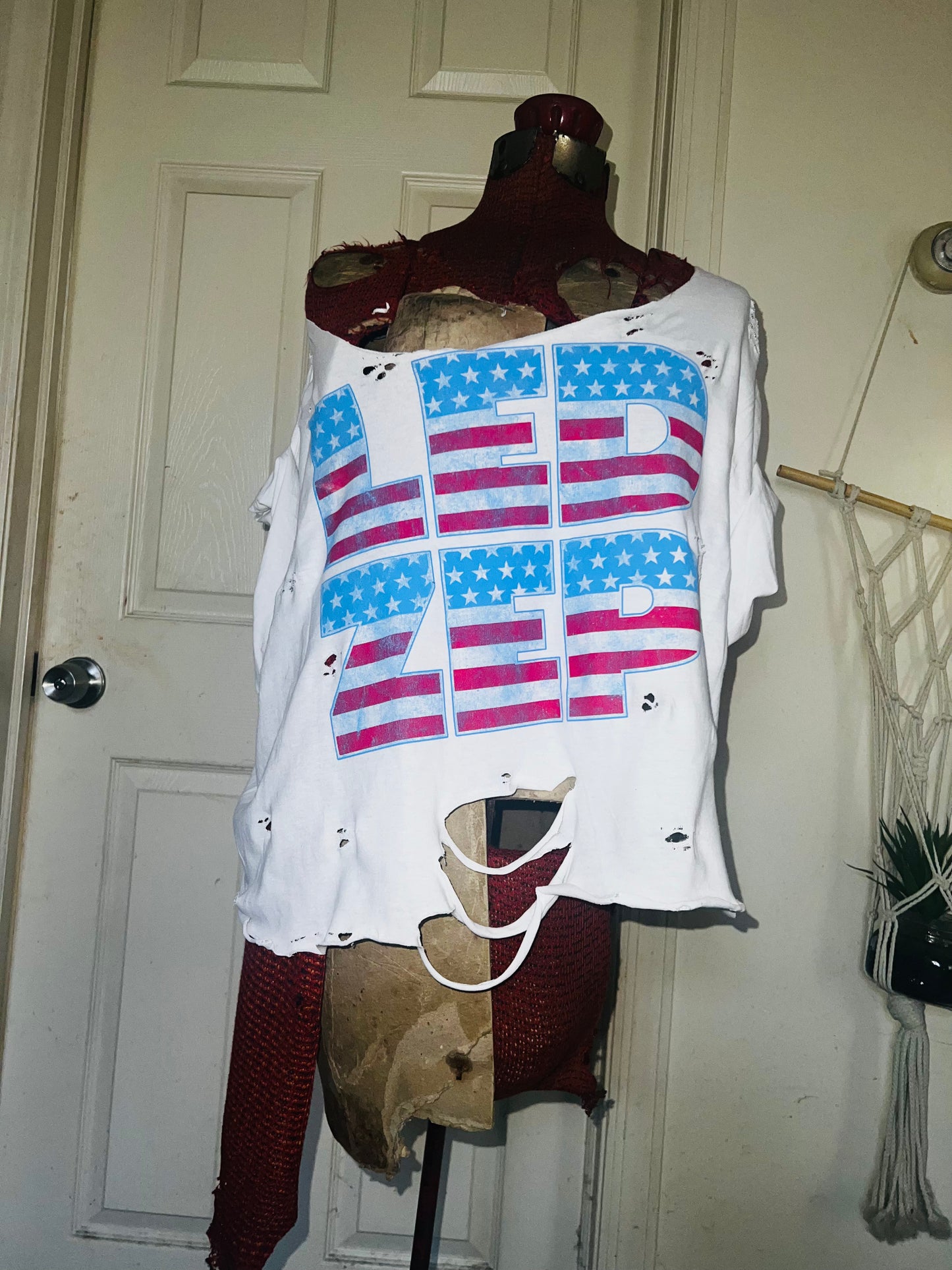 American Flag style Led Zeppelin Oversized Distressed Tee