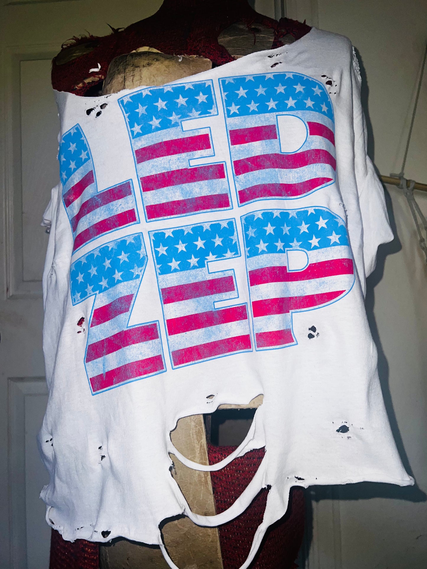 American Flag style Led Zeppelin Oversized Distressed Tee