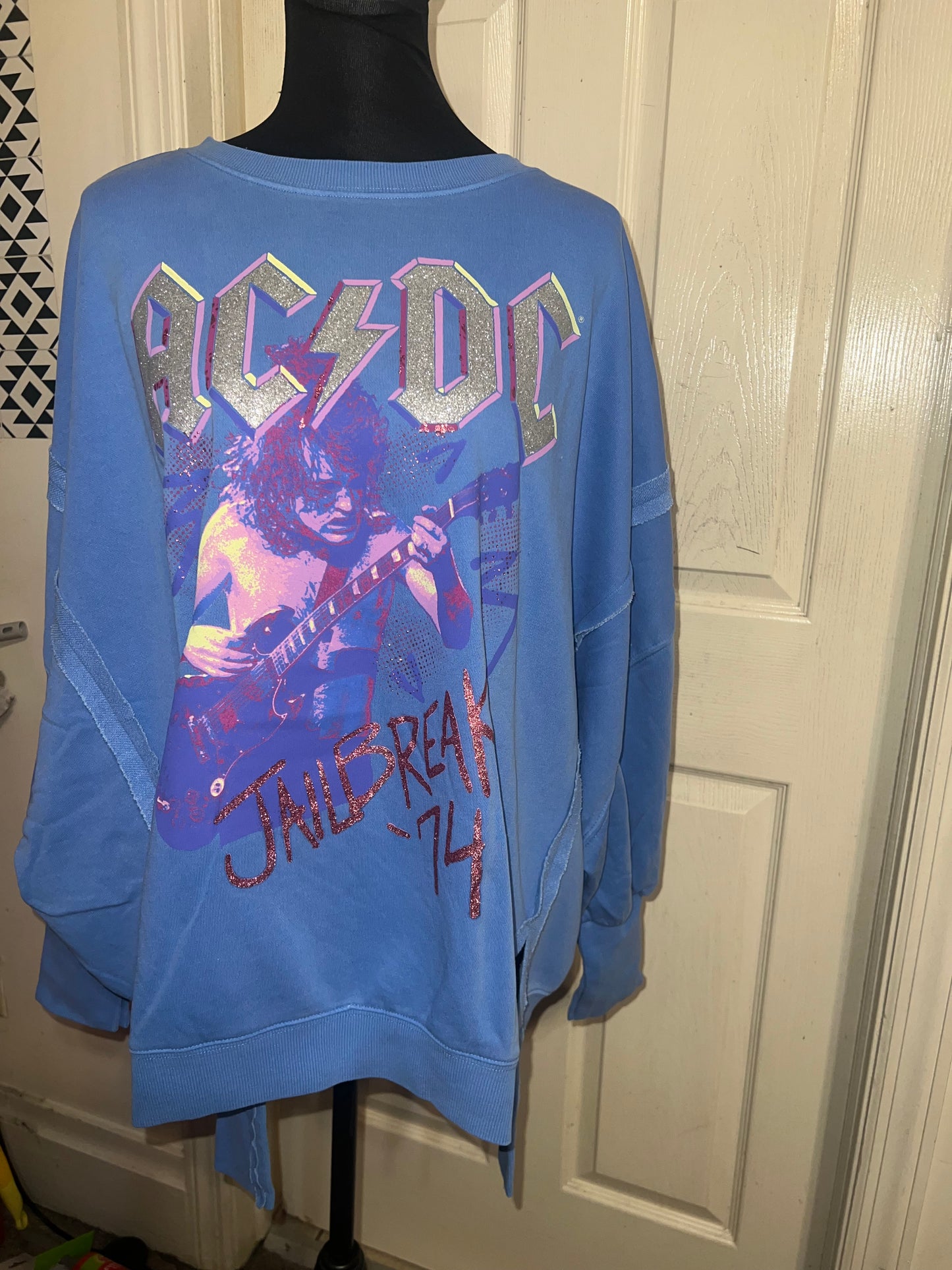 AC/DC Oversized Distressed Sweatshirt