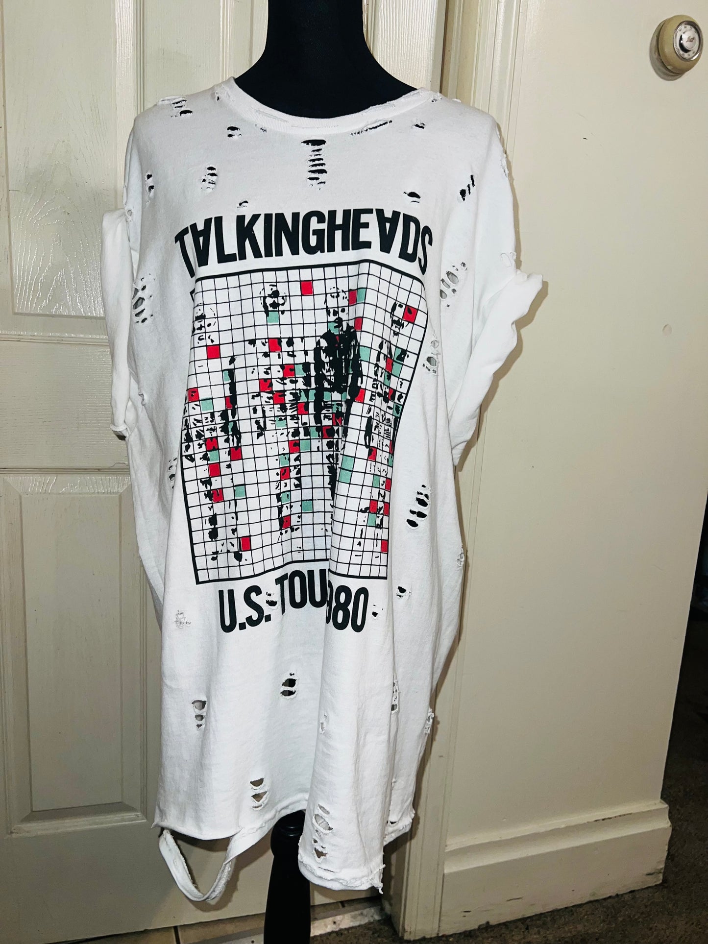 Talking Heads Double Sided Oversized Distressed Tee