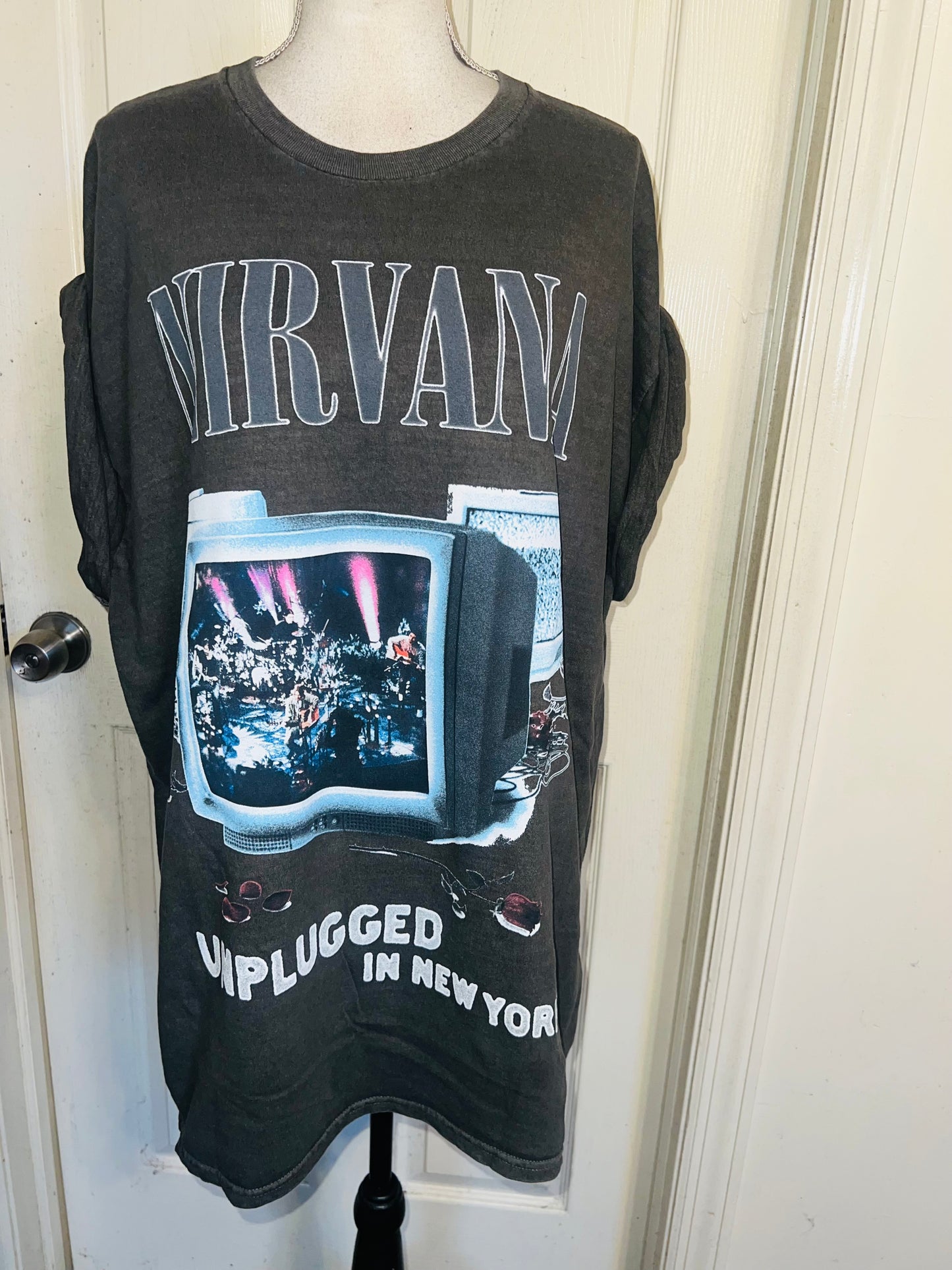 Nirvana Double Sided Oversized Distressed Tee