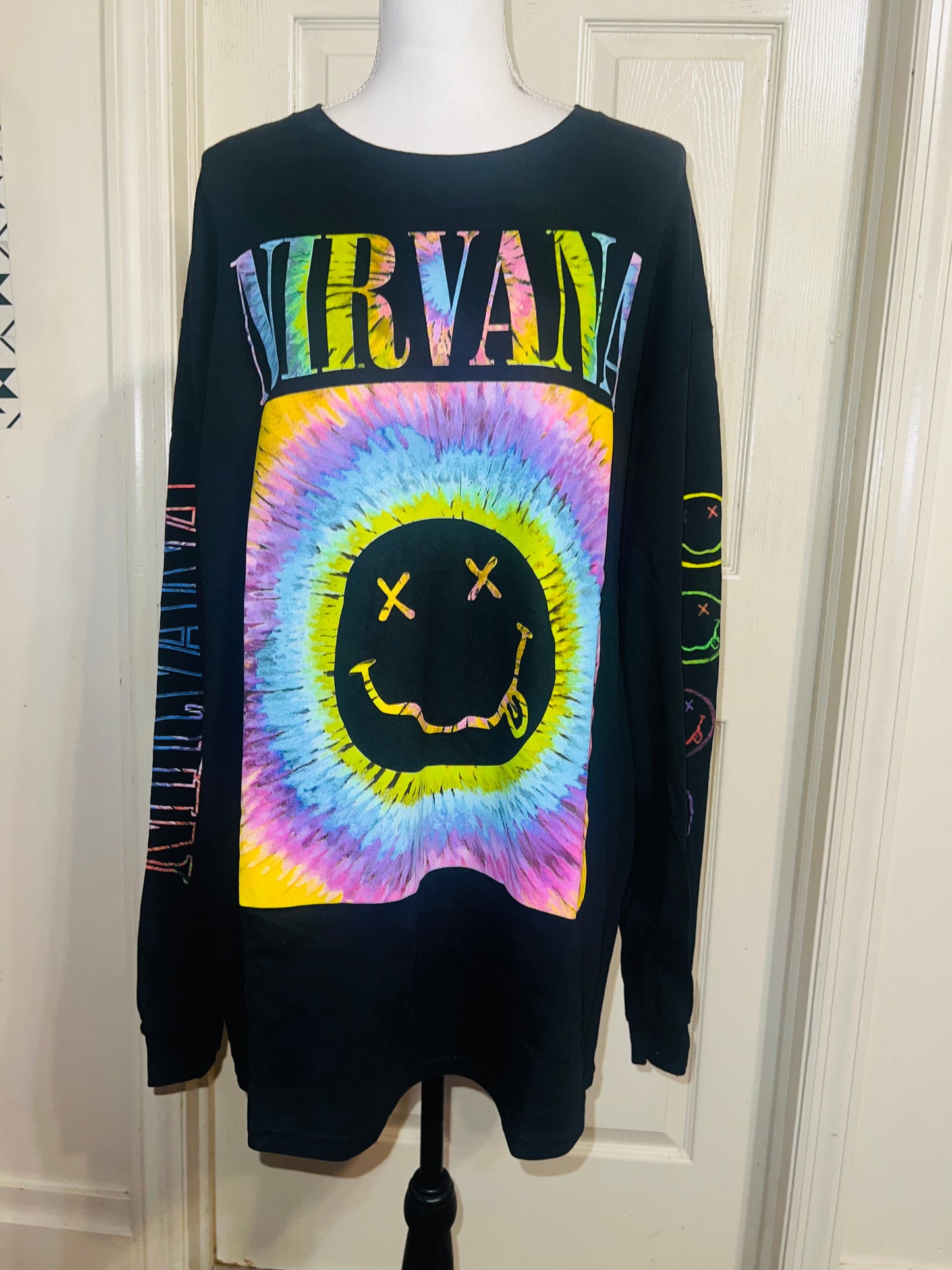 Nirvana Oversized Distressed Long Sleeve Tee