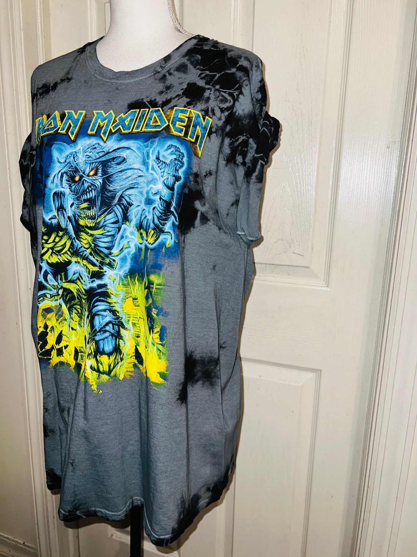 Iron Maiden Tie Dyed Distressed Oversized Tee