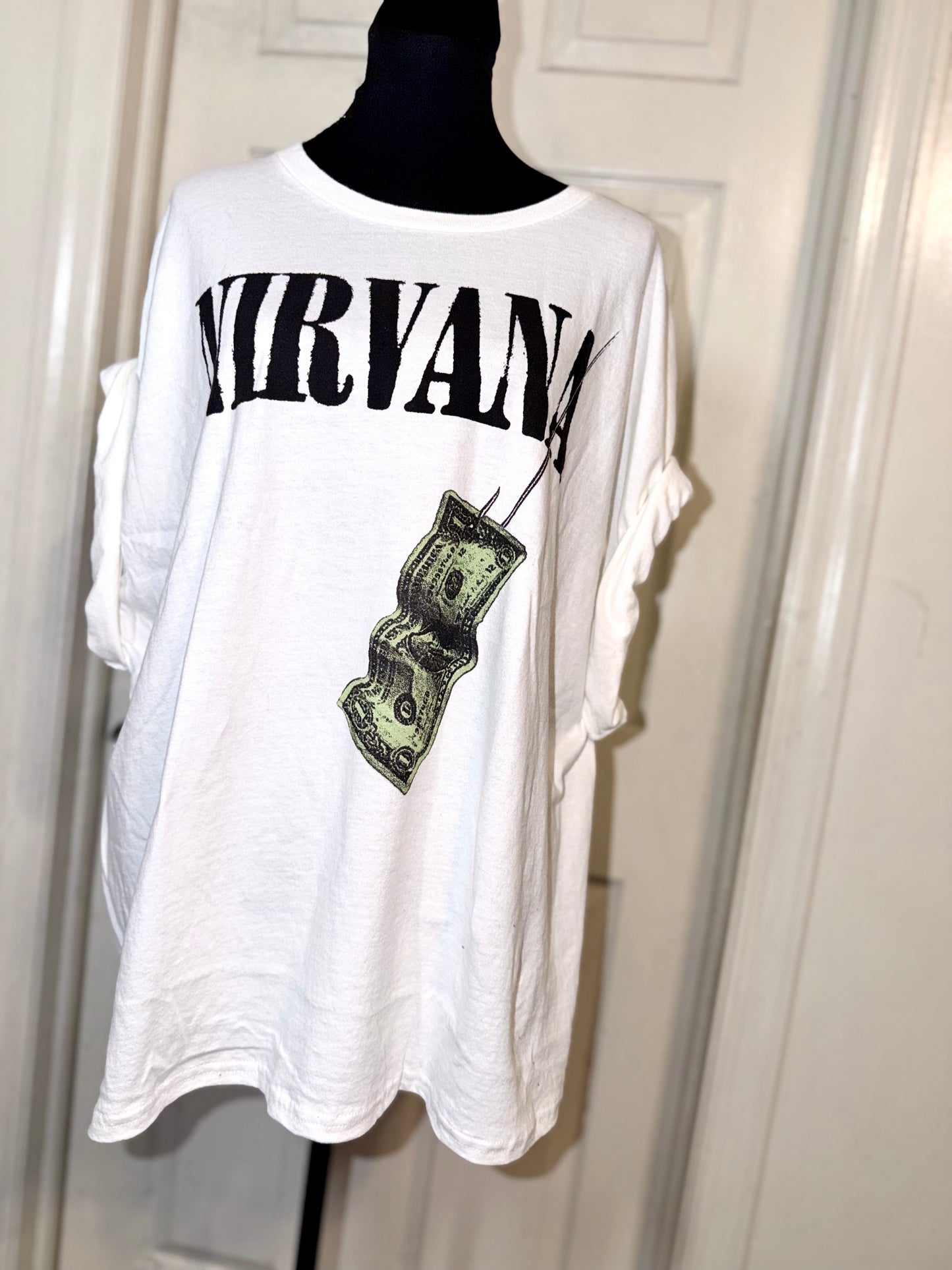 Nirvana Double Sided Oversized Distressed Tee
