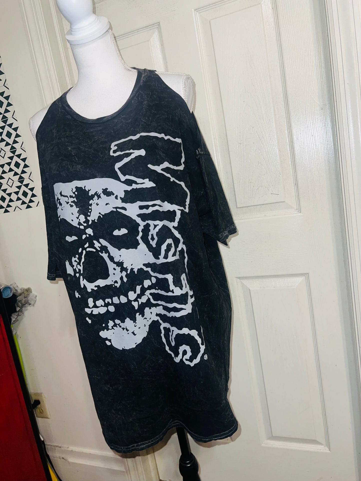 Misfits Shoulder Cut Out Oversized Distressed Tee