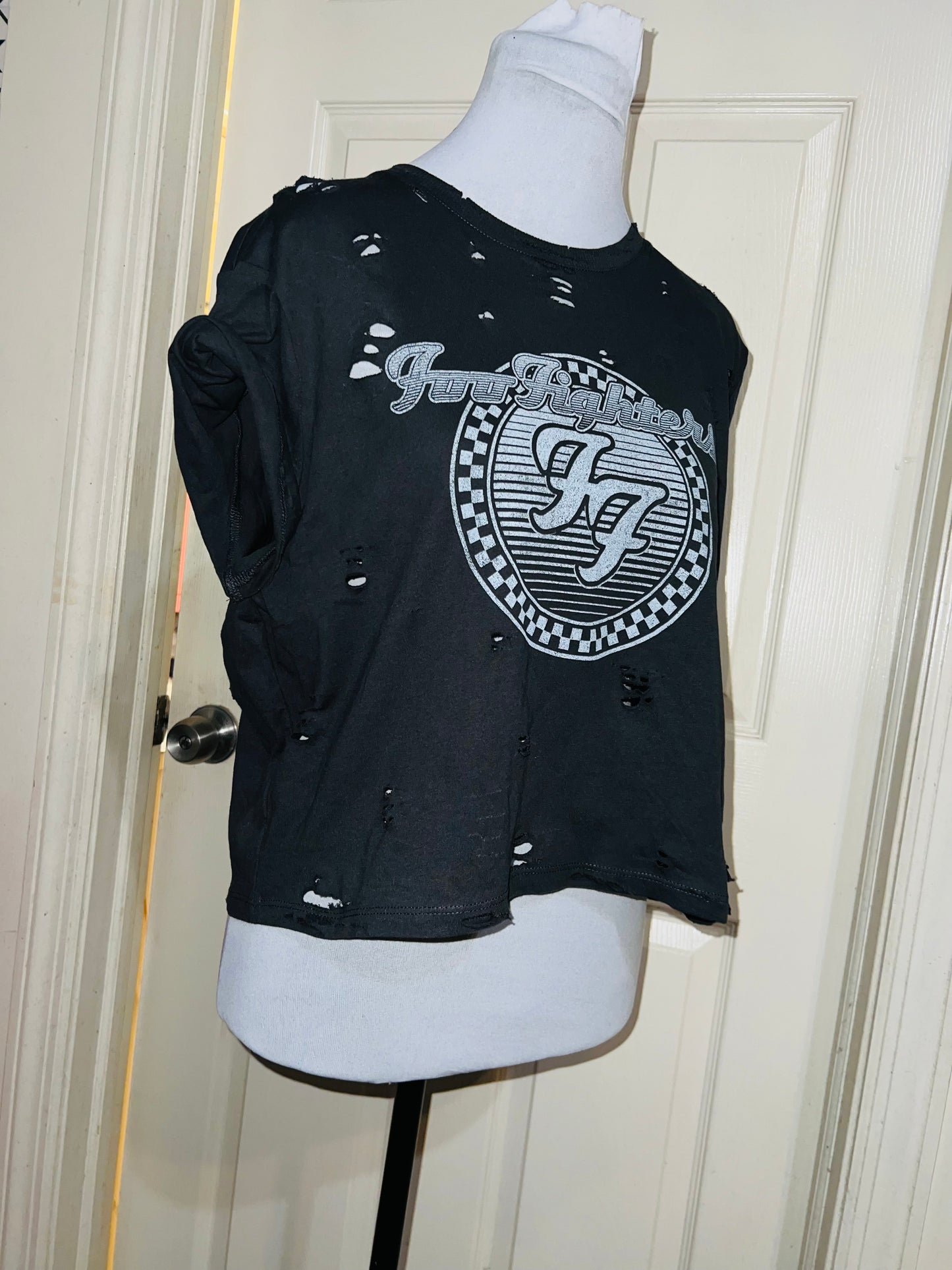 Foo Fighters Oversized Distressed Baby Tee