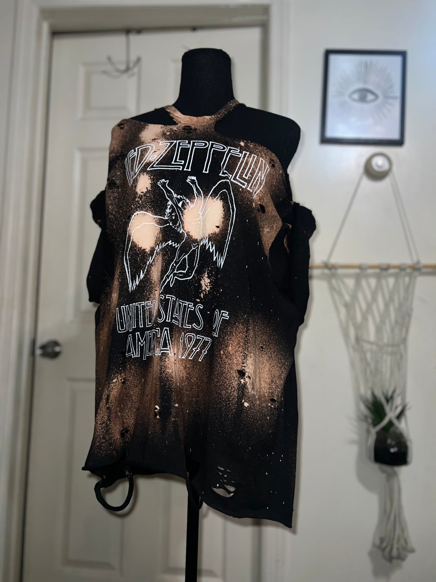 Led Zeppelin Bleached Oversized Distresed Tee