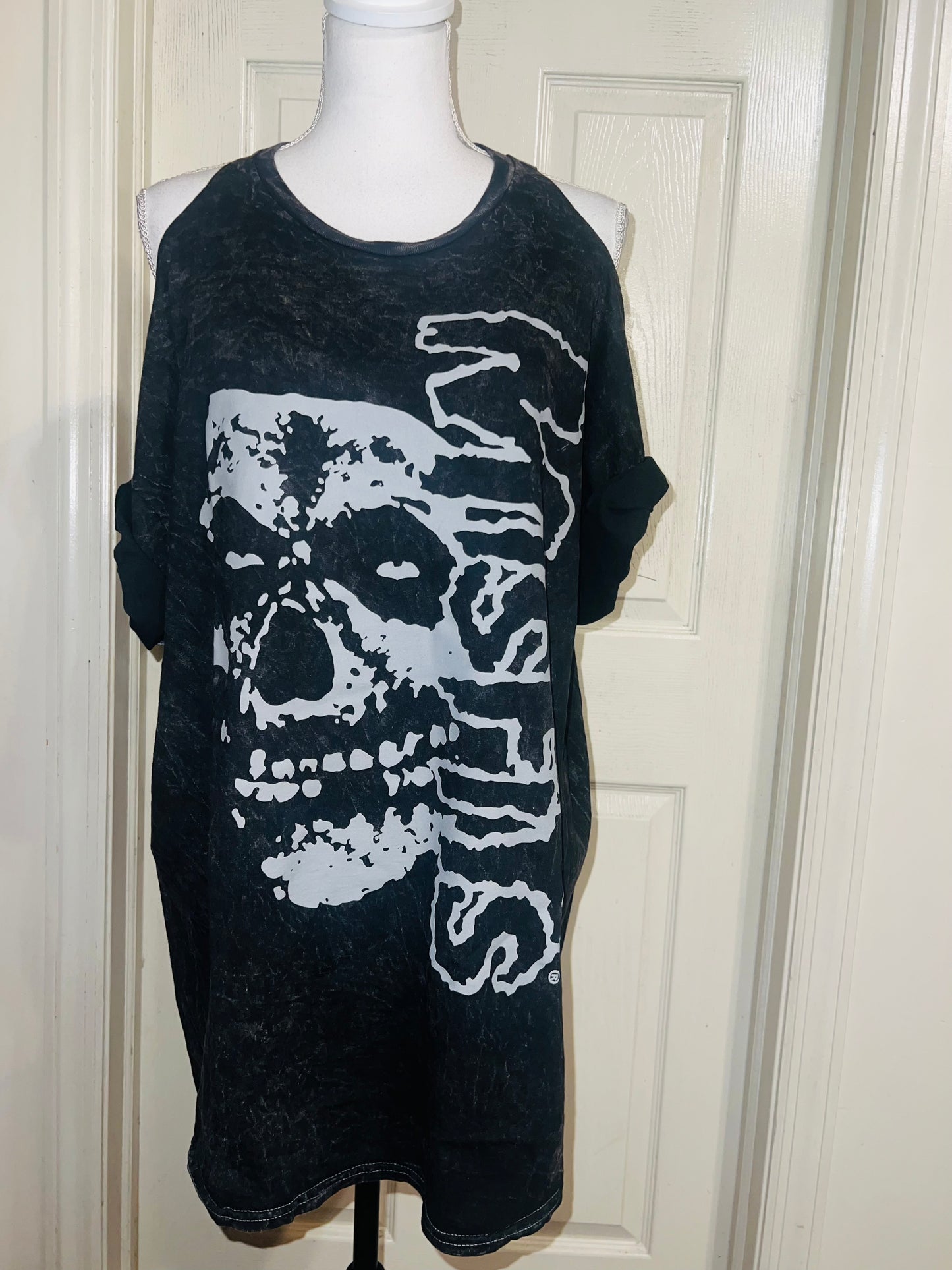 Misfits Shoulder Cut Out Oversized Distressed Tee