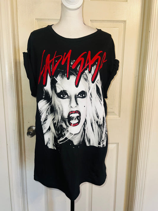 Lady Gaga Oversized Distressed Tee