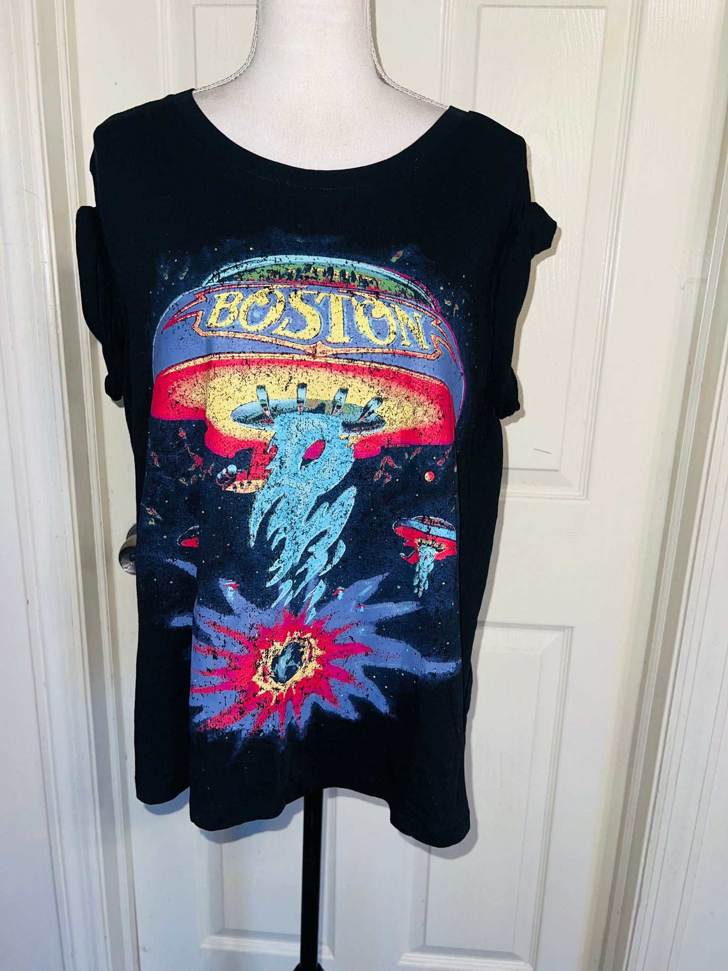 Boston Double Sided Oversized Distressed Tee