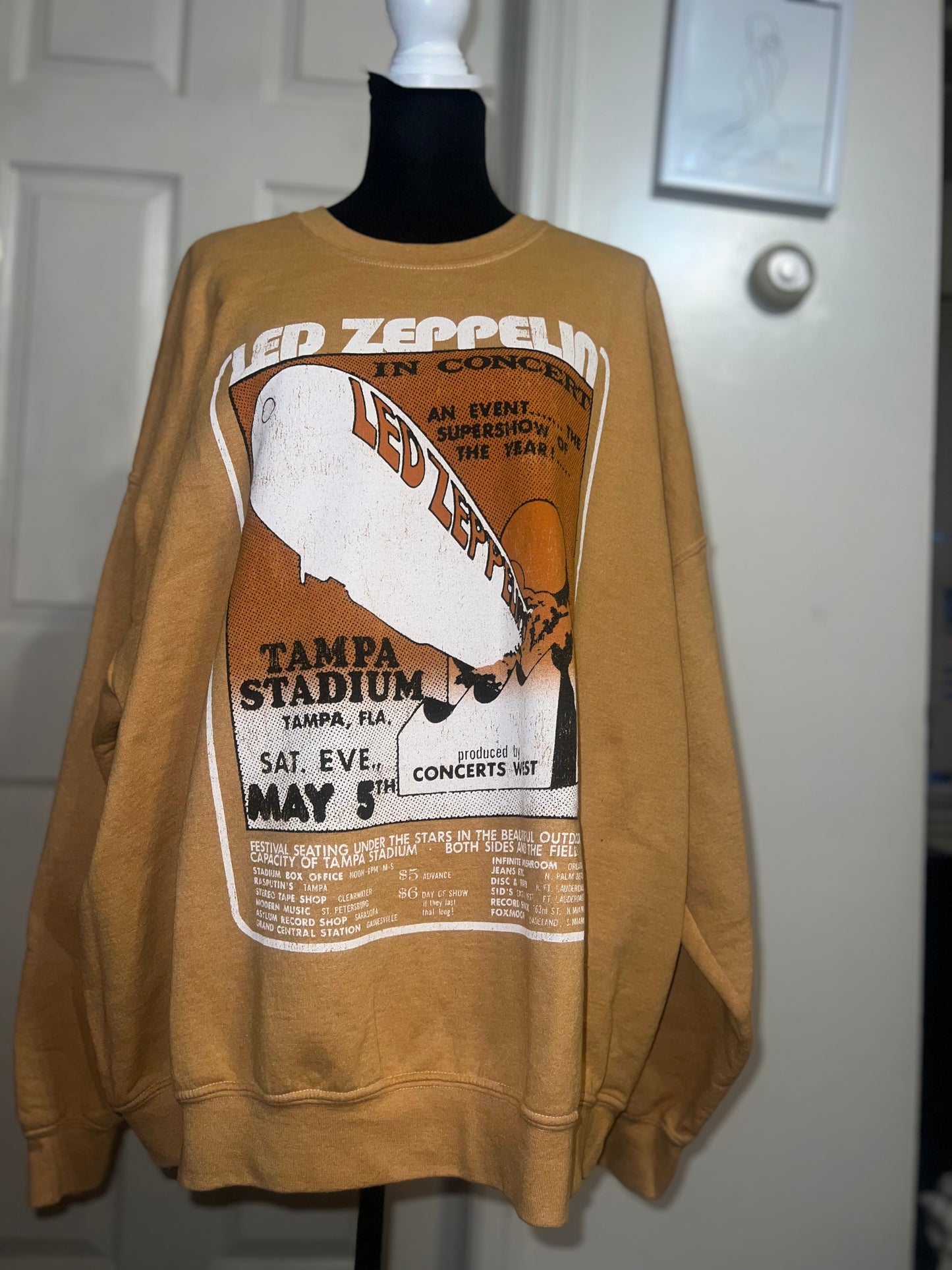 Led Zeppelin Oversized Distressed Sweatshirt