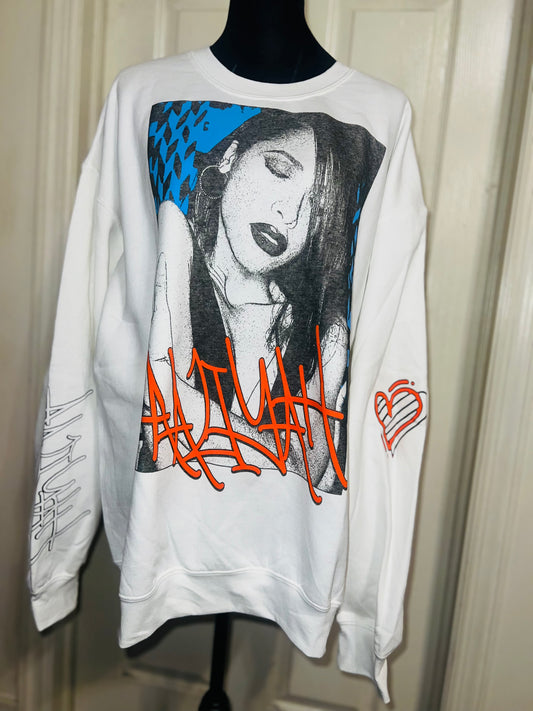 Aaliyah Oversized Distressed Sweatshirt