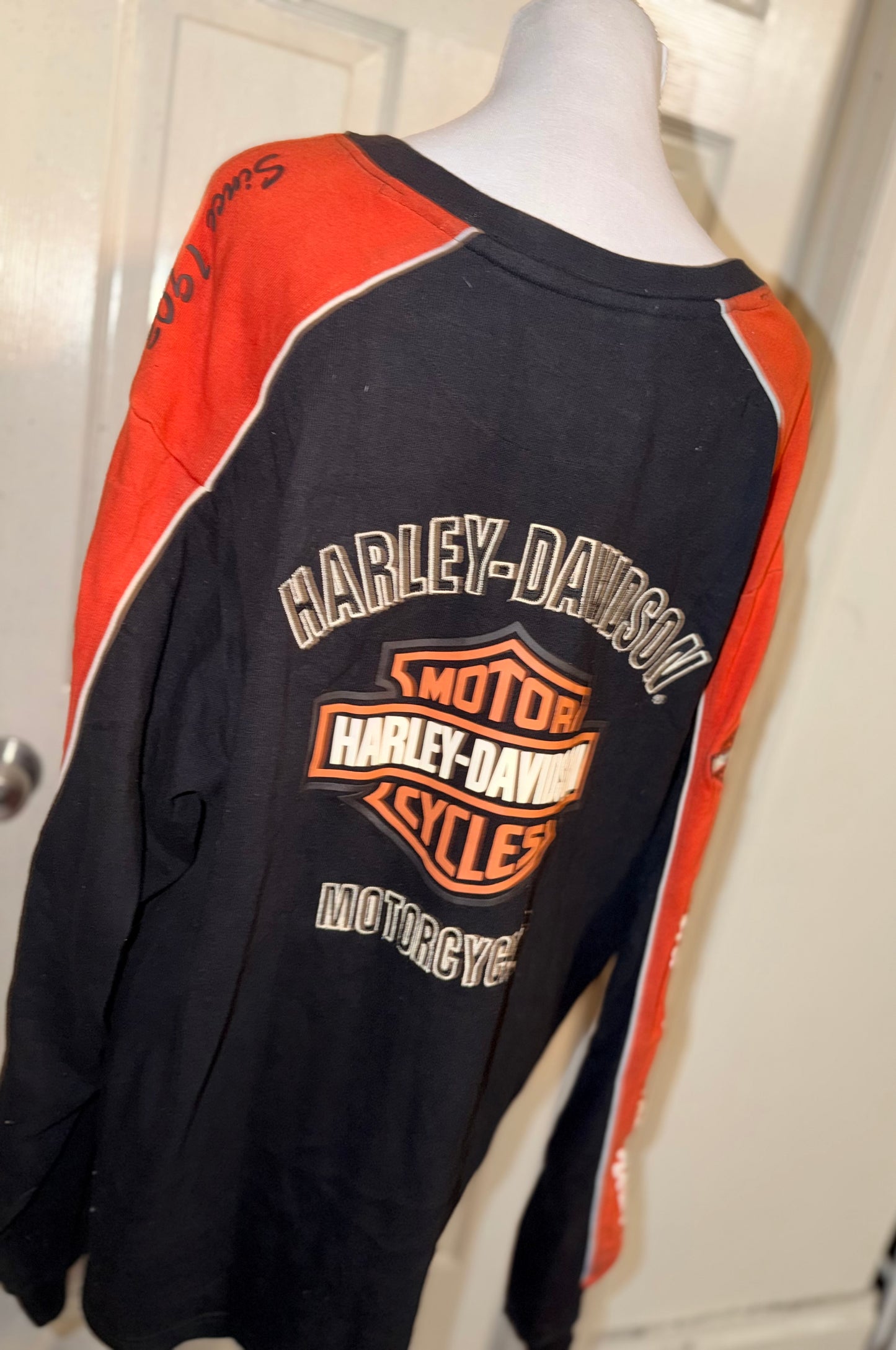 Harley Davidson Double Sided Oversized Distressed Vintage Jersey Sweatshirt