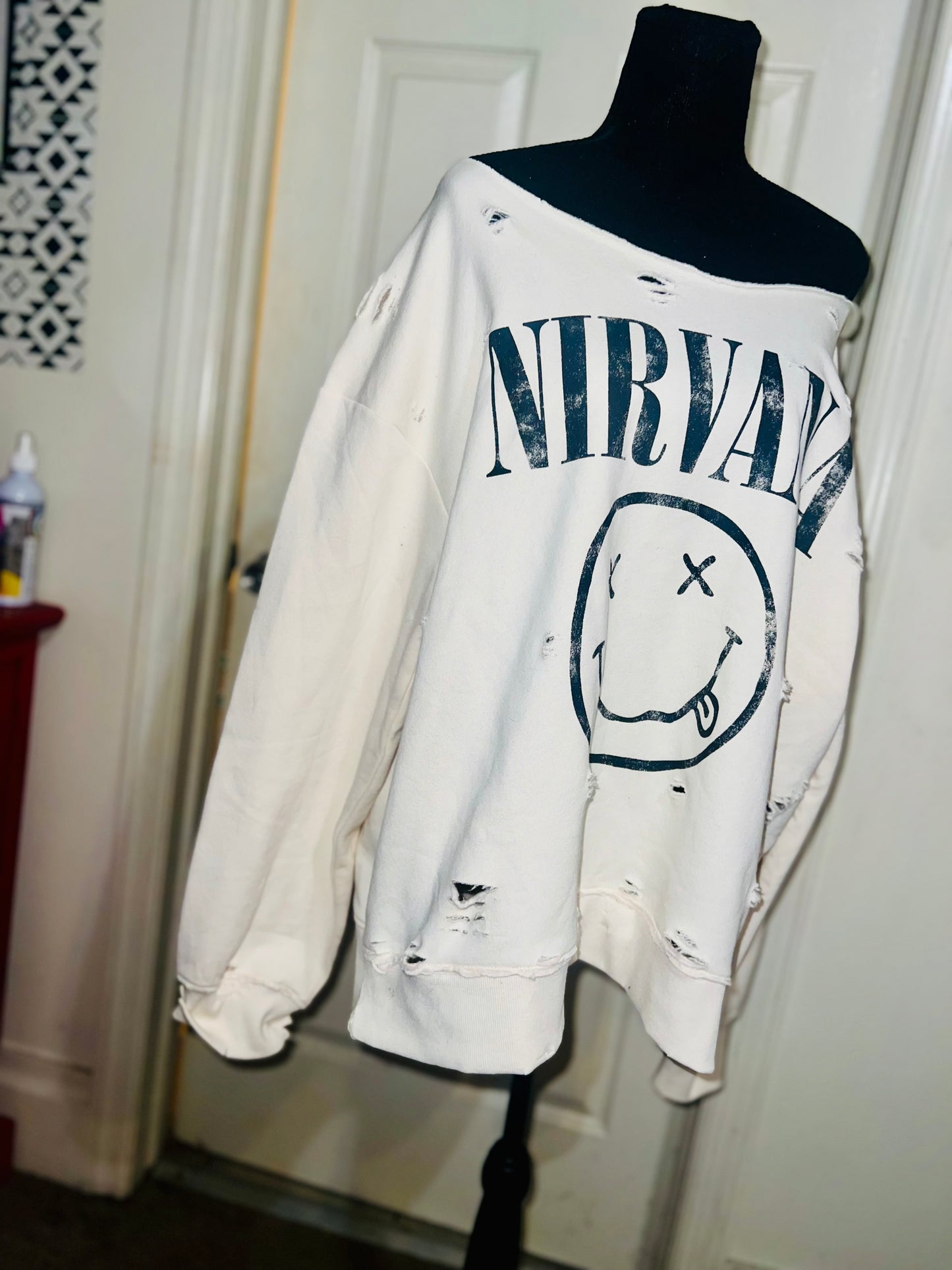 Nirvana Oversized Cream Sweatshirt