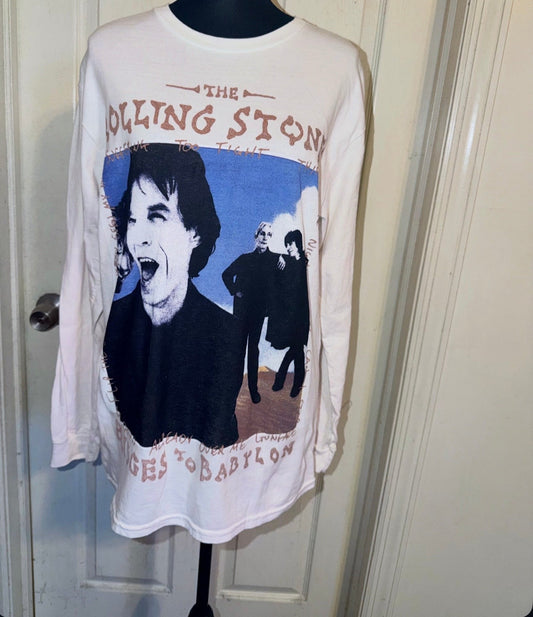 The Rolling Stones Oversized Distressed Long Sleeve Tee