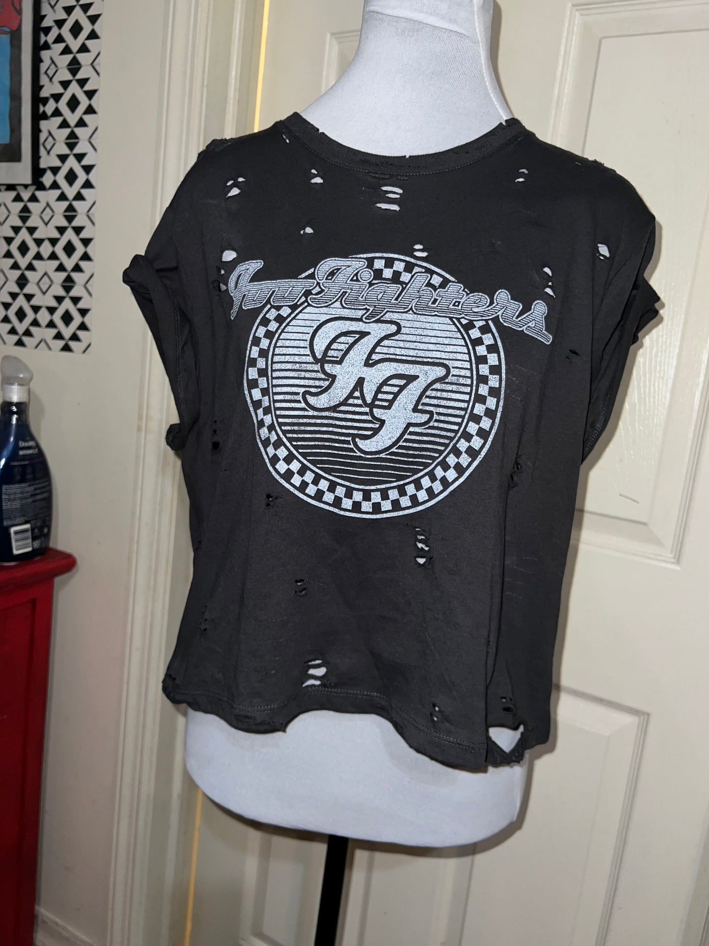 Foo Fighters Oversized Distressed Baby Tee