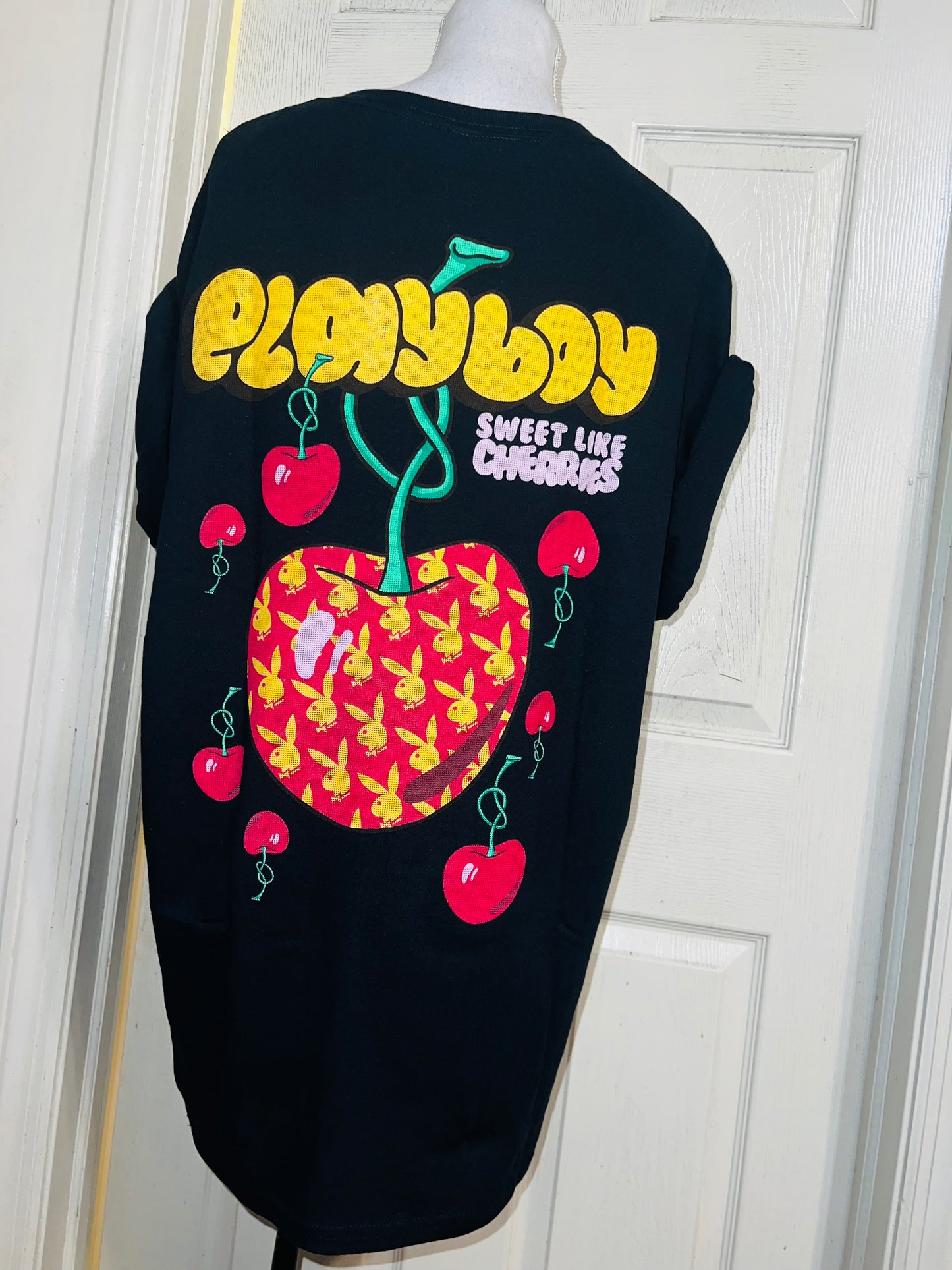 Playboy Cherry Double Sided Oversized Distressed Tee