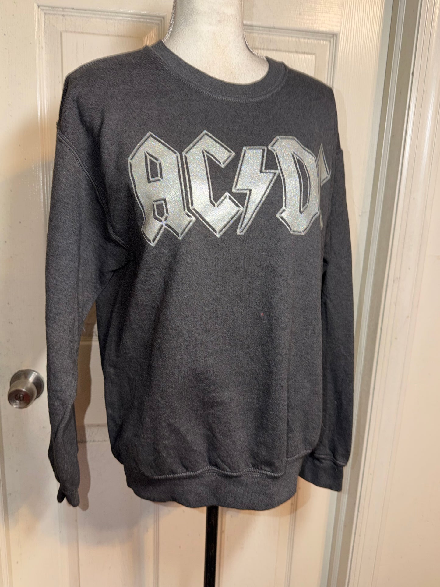 AC/DC Double Sided Oversized Distressed Sweatshirt