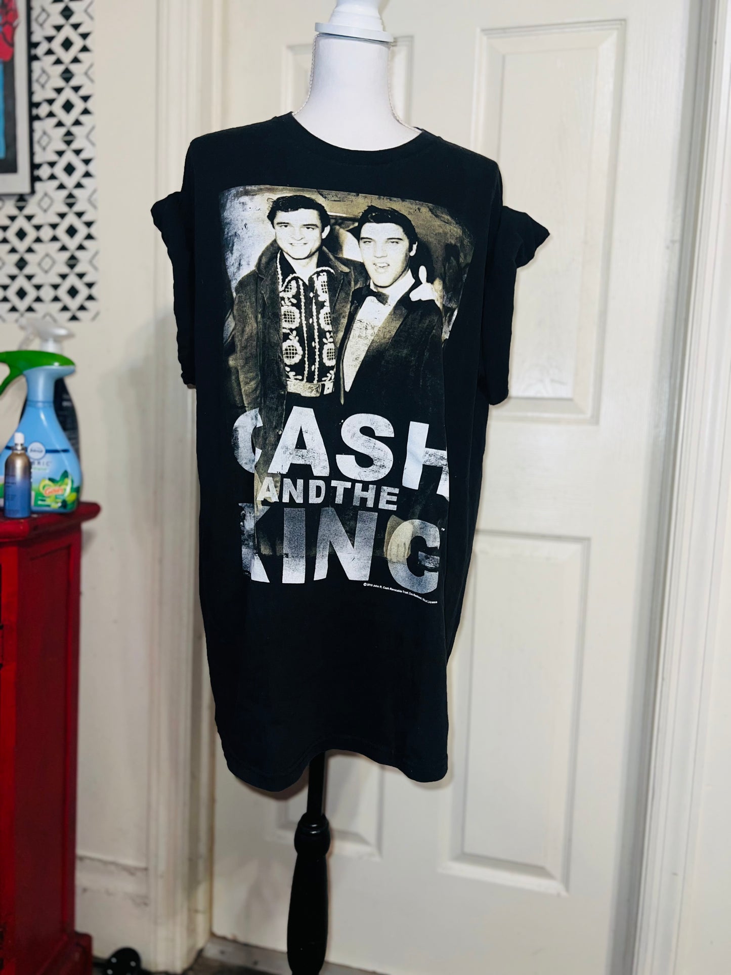 Johnny Cash and Elvis Oversized Distressed Tee