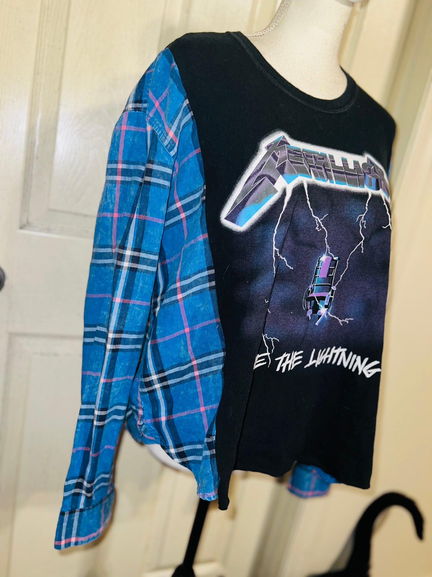 Metallica Oversized Distressed Flannel Long Sleeve Tee