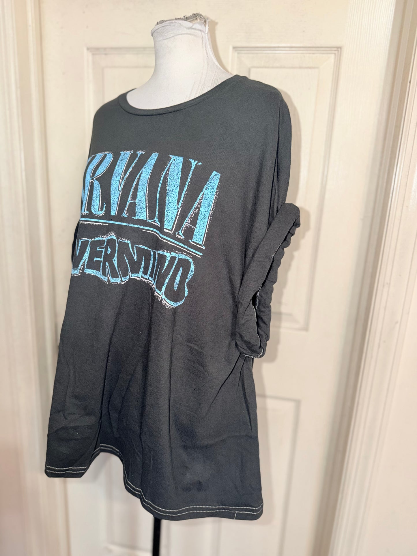 Nirvana Double Sided Oversized Distressed Tee