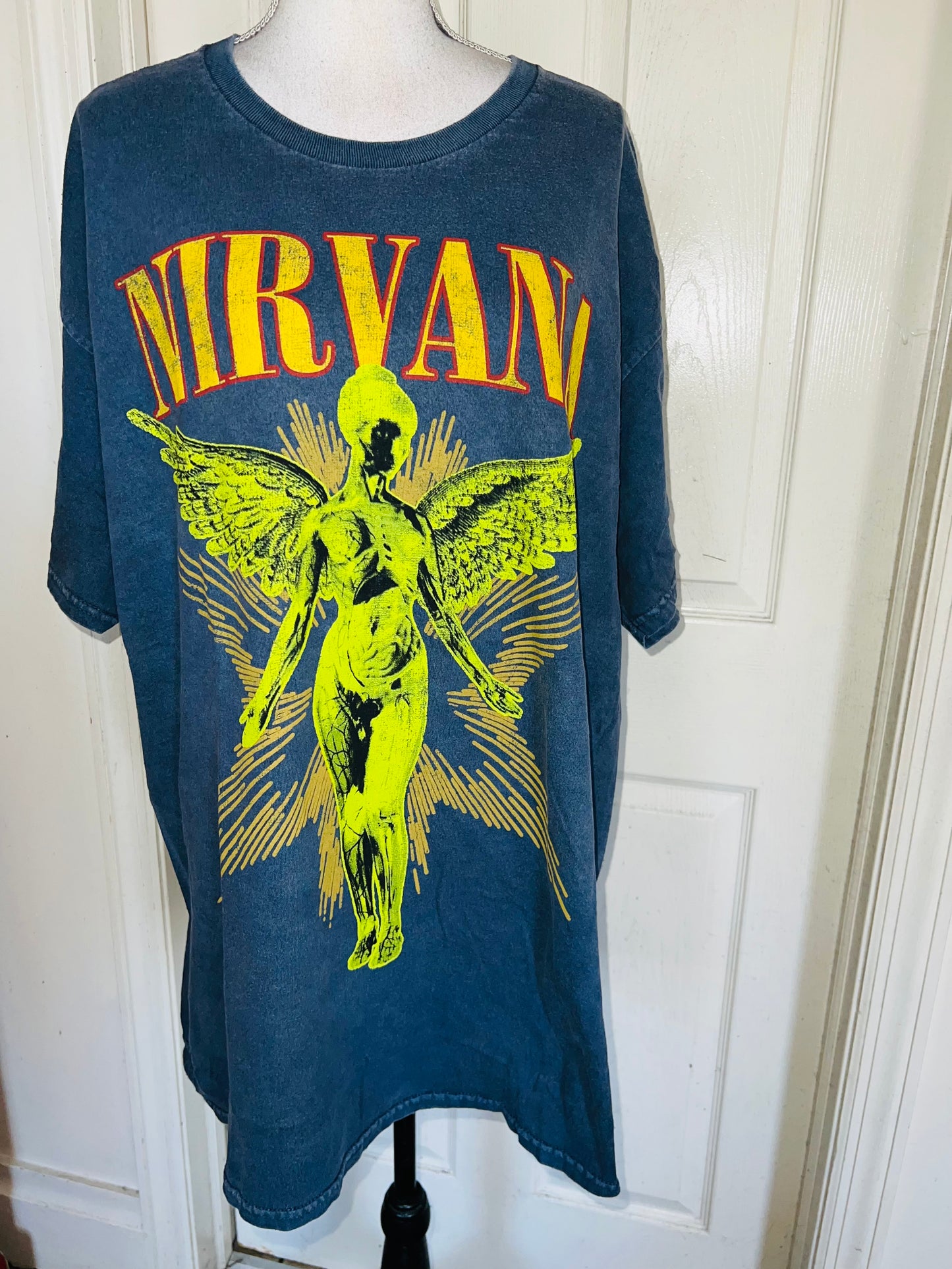 Nirvana Double Sided Oversized Distressed Tee