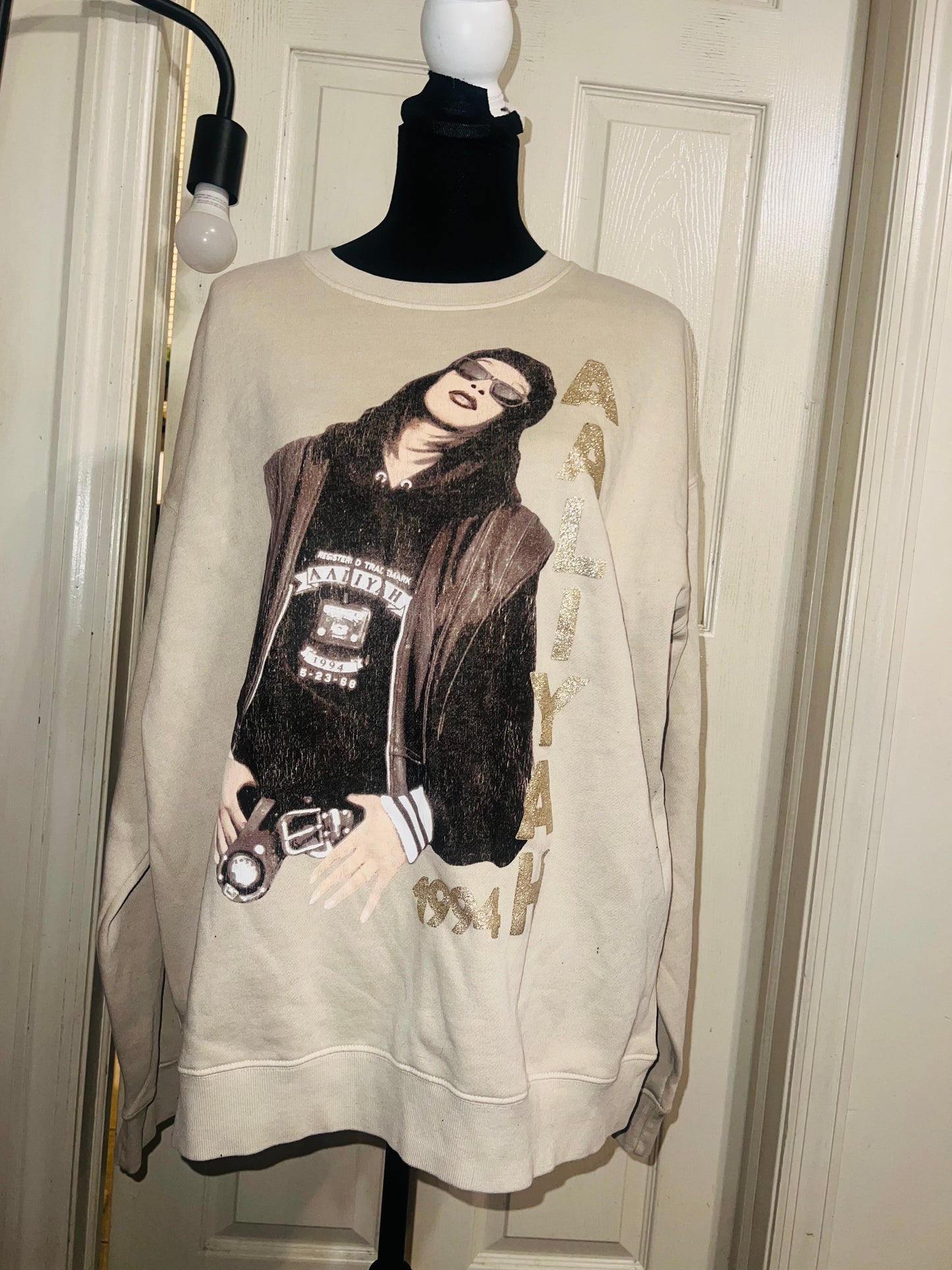 Aaliyah Oversized Distressed Sweatshirt