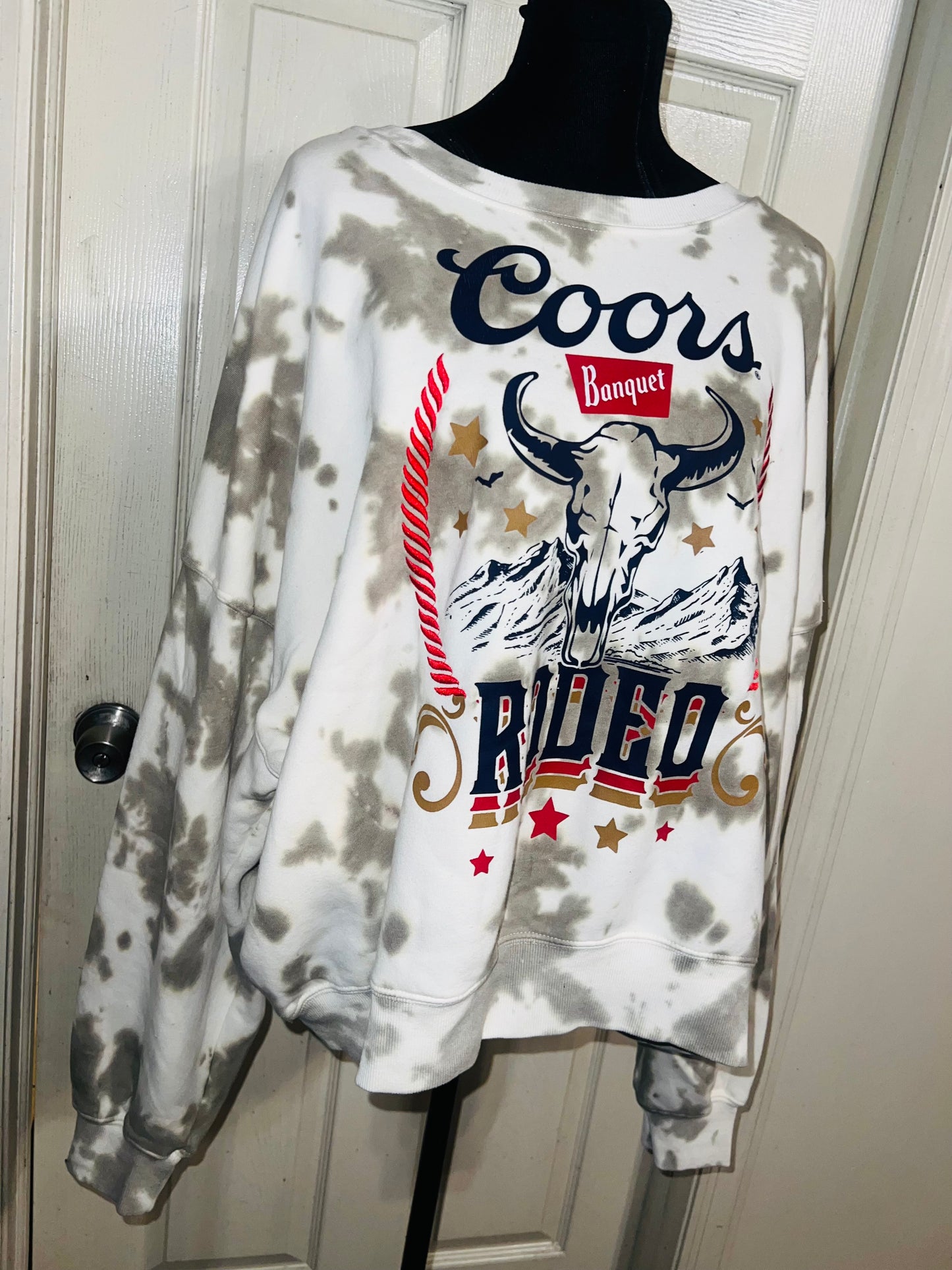 Coors Banquet Rodeo Oversized Distressed Sweatshirt