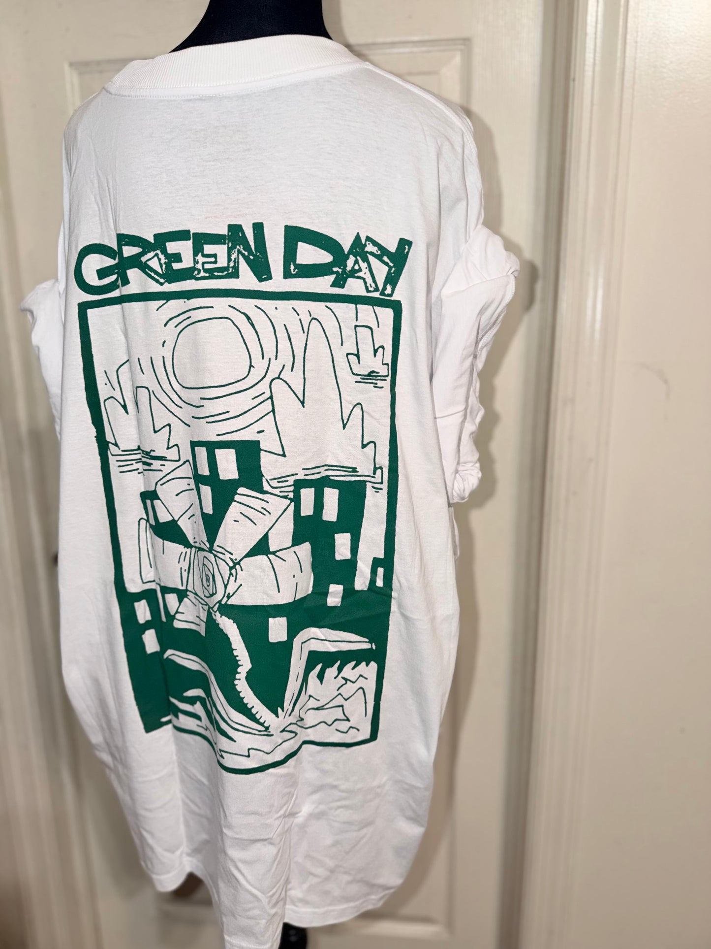 Green Day Double Sided Oversized Distressed Tee