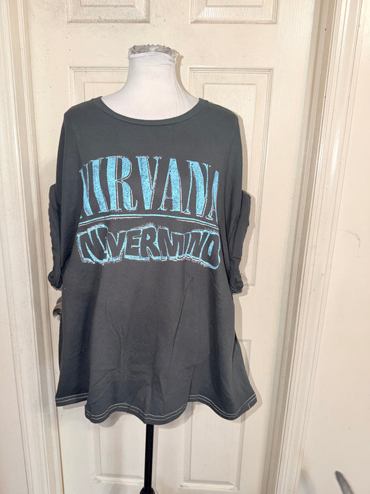 Nirvana Double Sided Oversized Distressed Tee