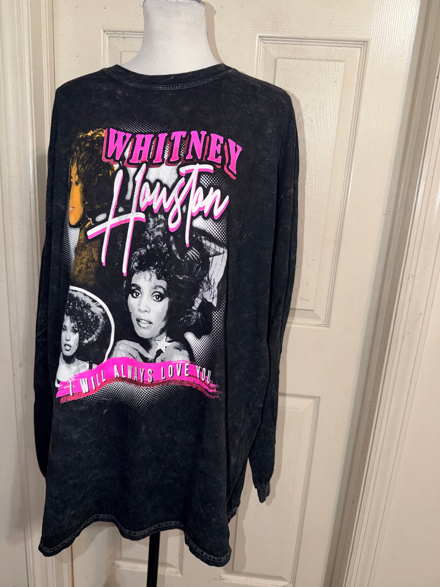 Whitney Houston Oversized Distressed Long Sleeve Tee