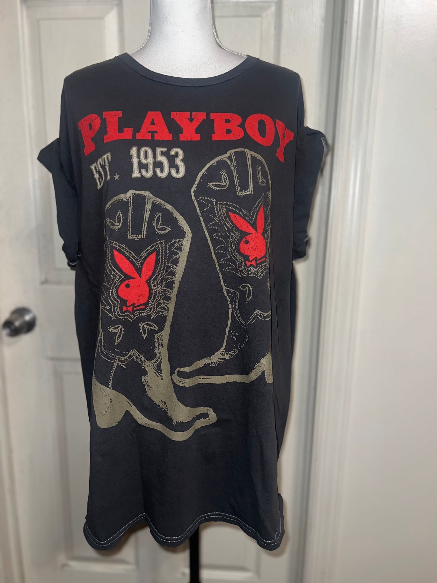 Playboy Cowboy Oversized Distressed Tee