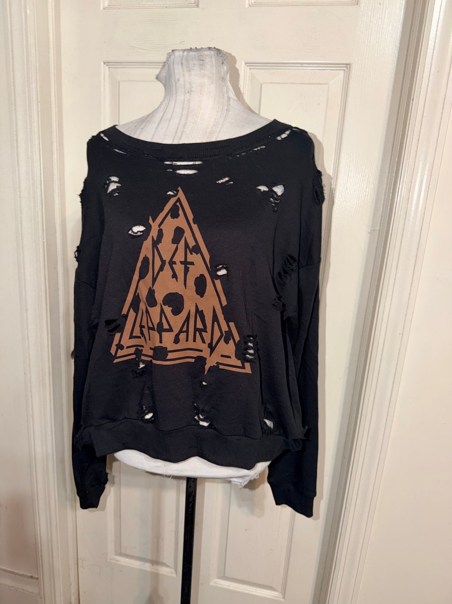 Def Leppard Oversized Distressed Sweatshirt
