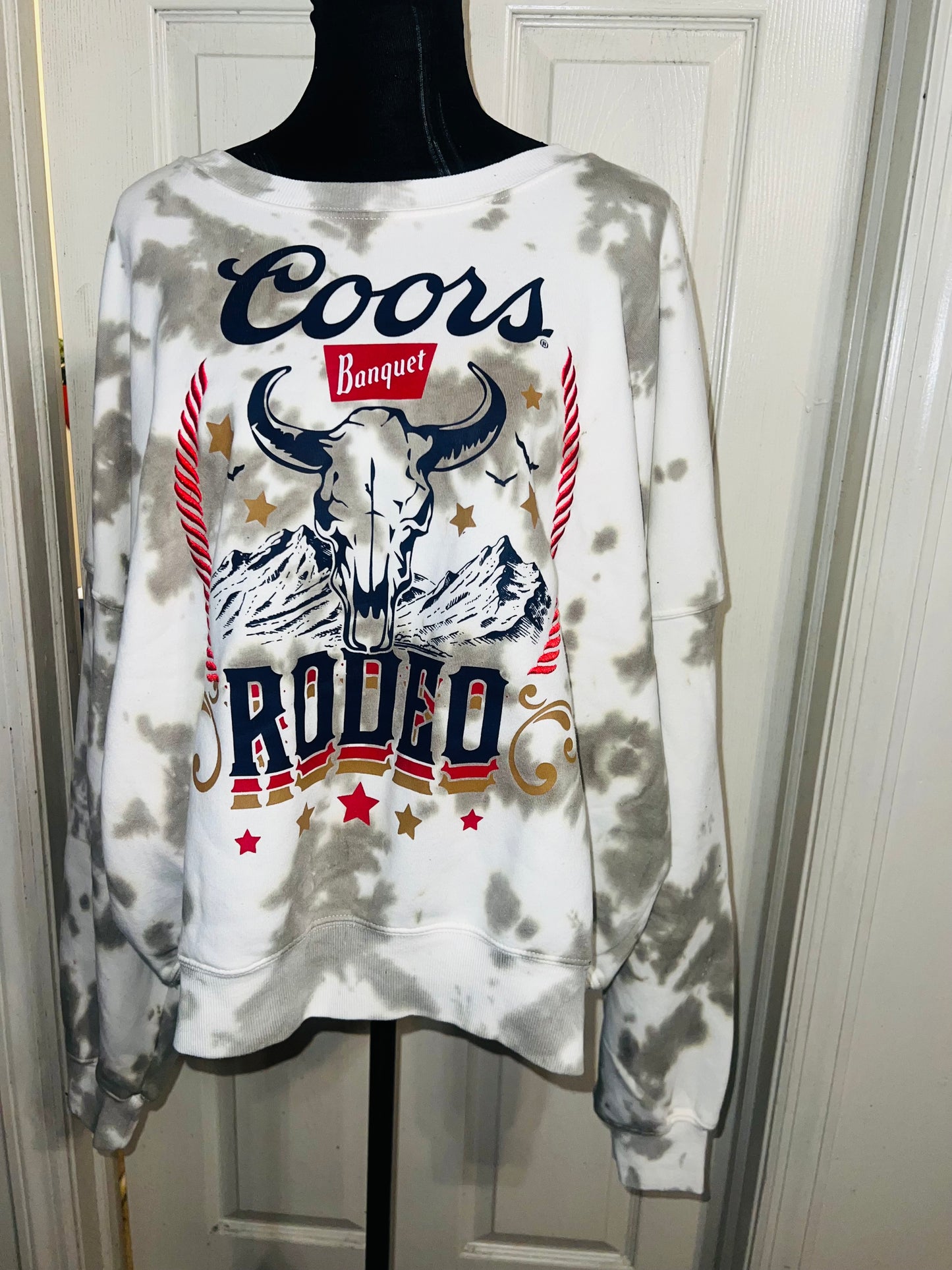Coors Banquet Rodeo Oversized Distressed Sweatshirt