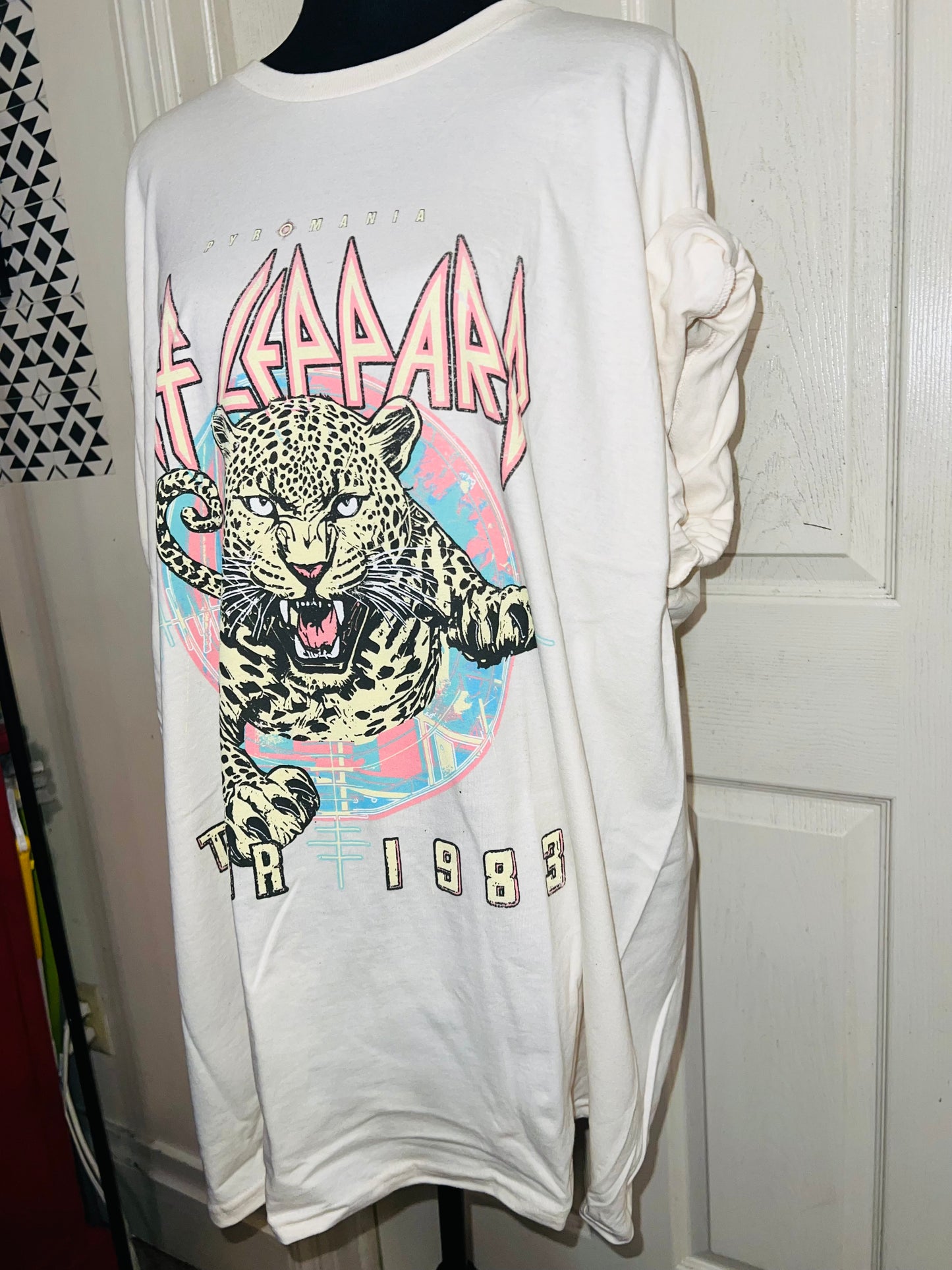 Def Leppard Double Sided Oversized Distressed Tee